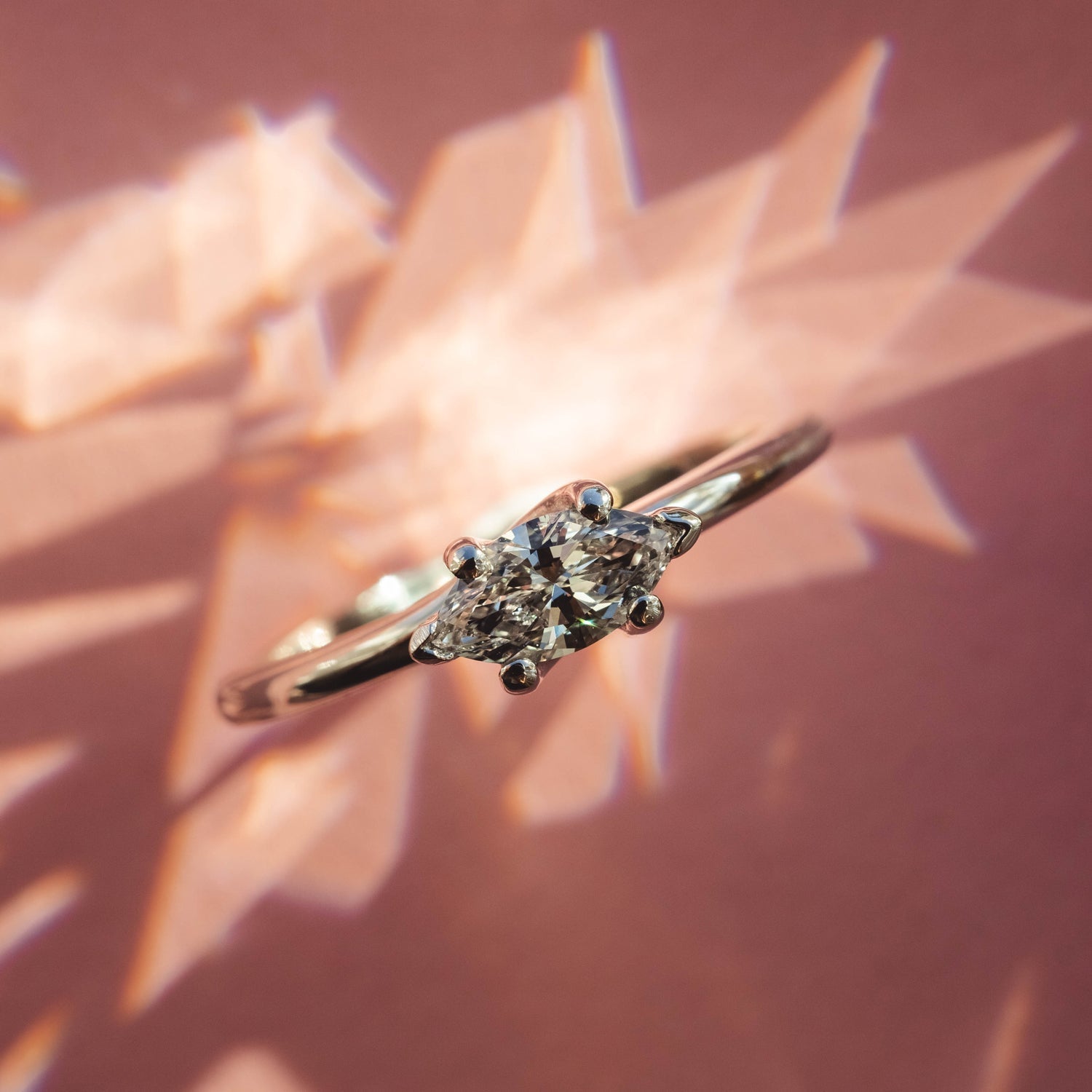 The Handsome Eye Gold Ring, Marquise Solitaire