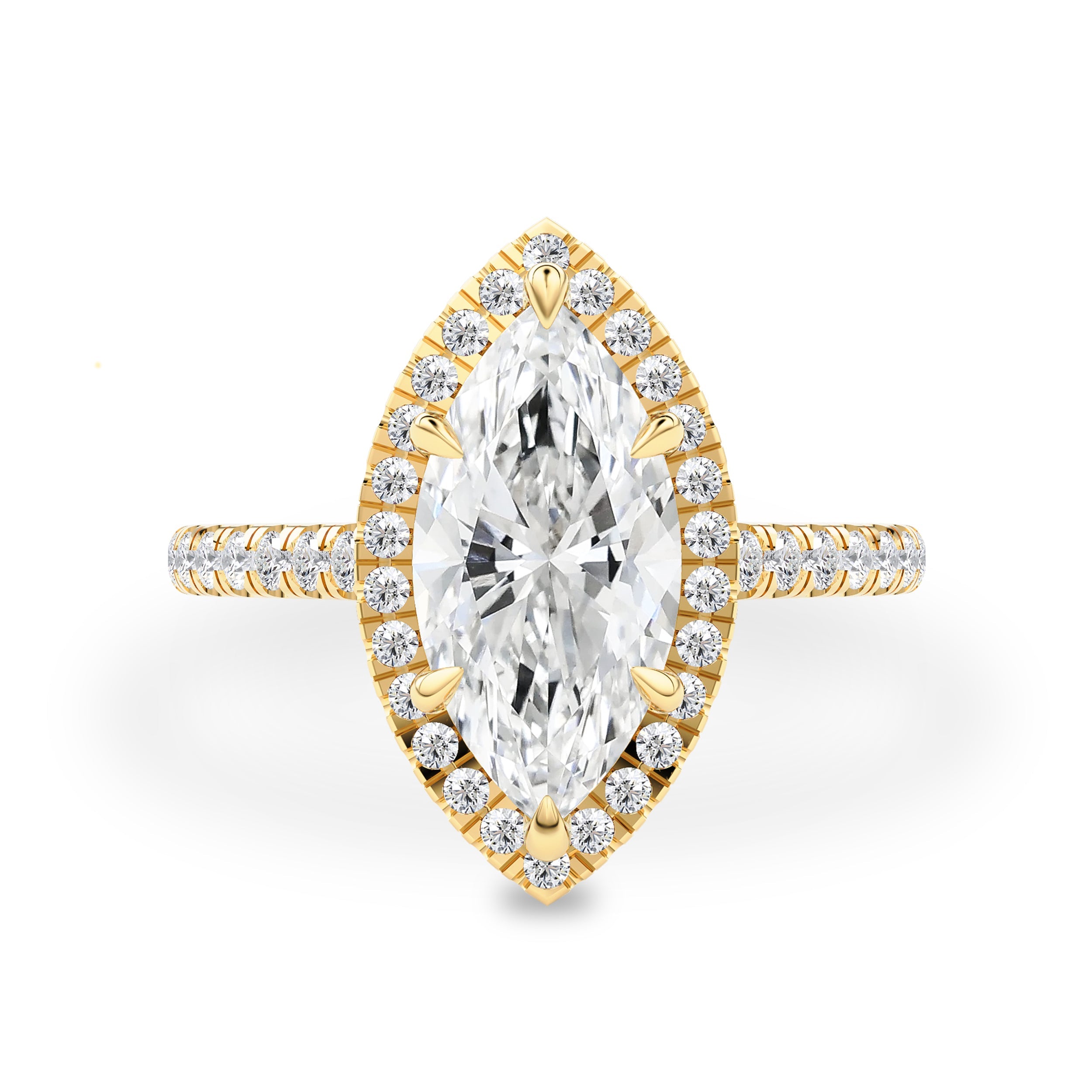 Stefania Marquise Halo Engagement Ring, Hidden V Pave?