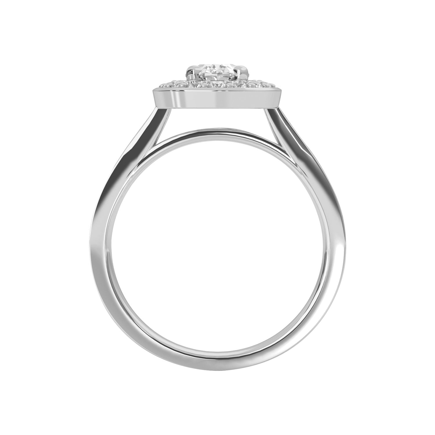 Micropave Sparkling Halo Engagement Ring, Oval With Round Brilliant