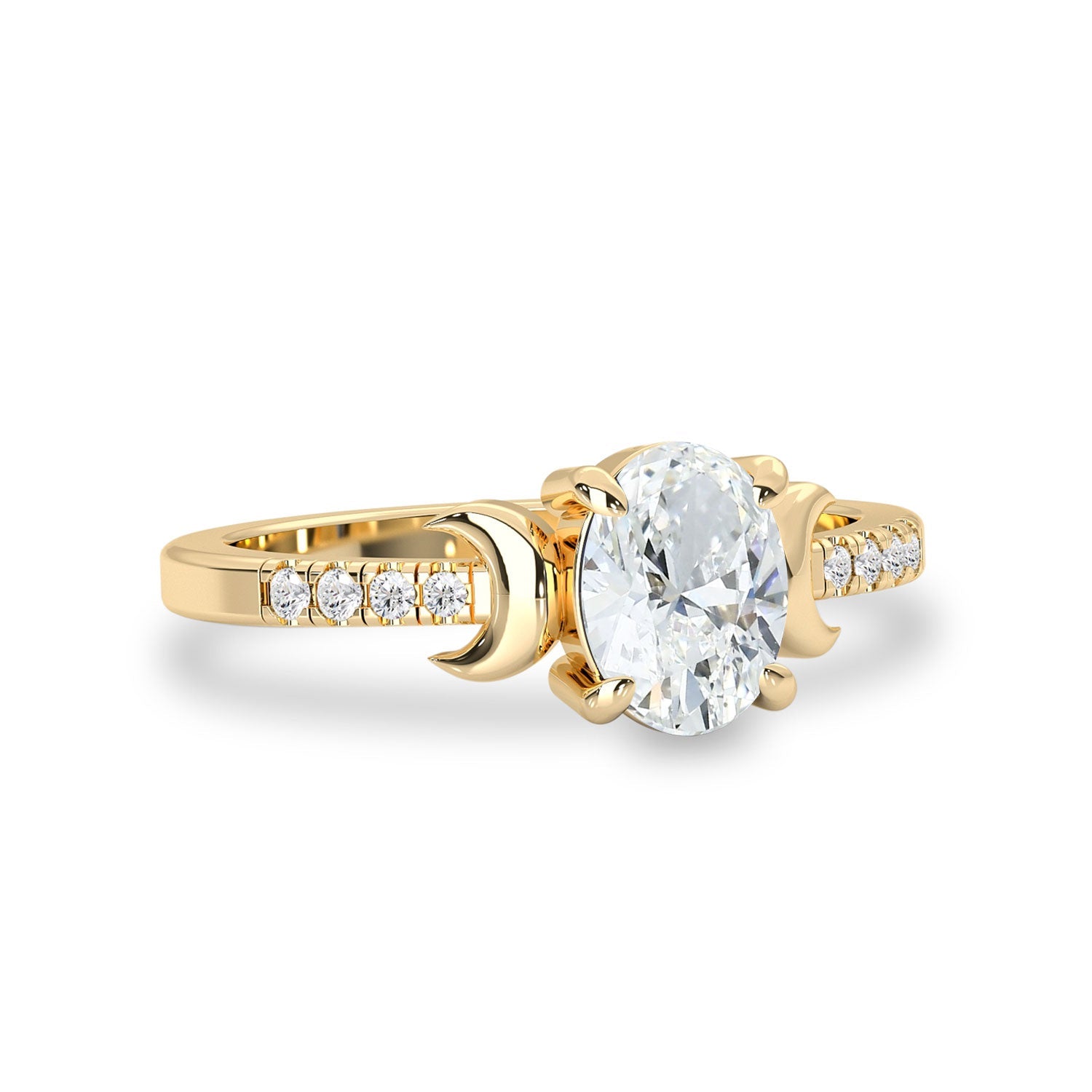 Whistler Moon Engagement Ring, Oval Brilliant With Pavé