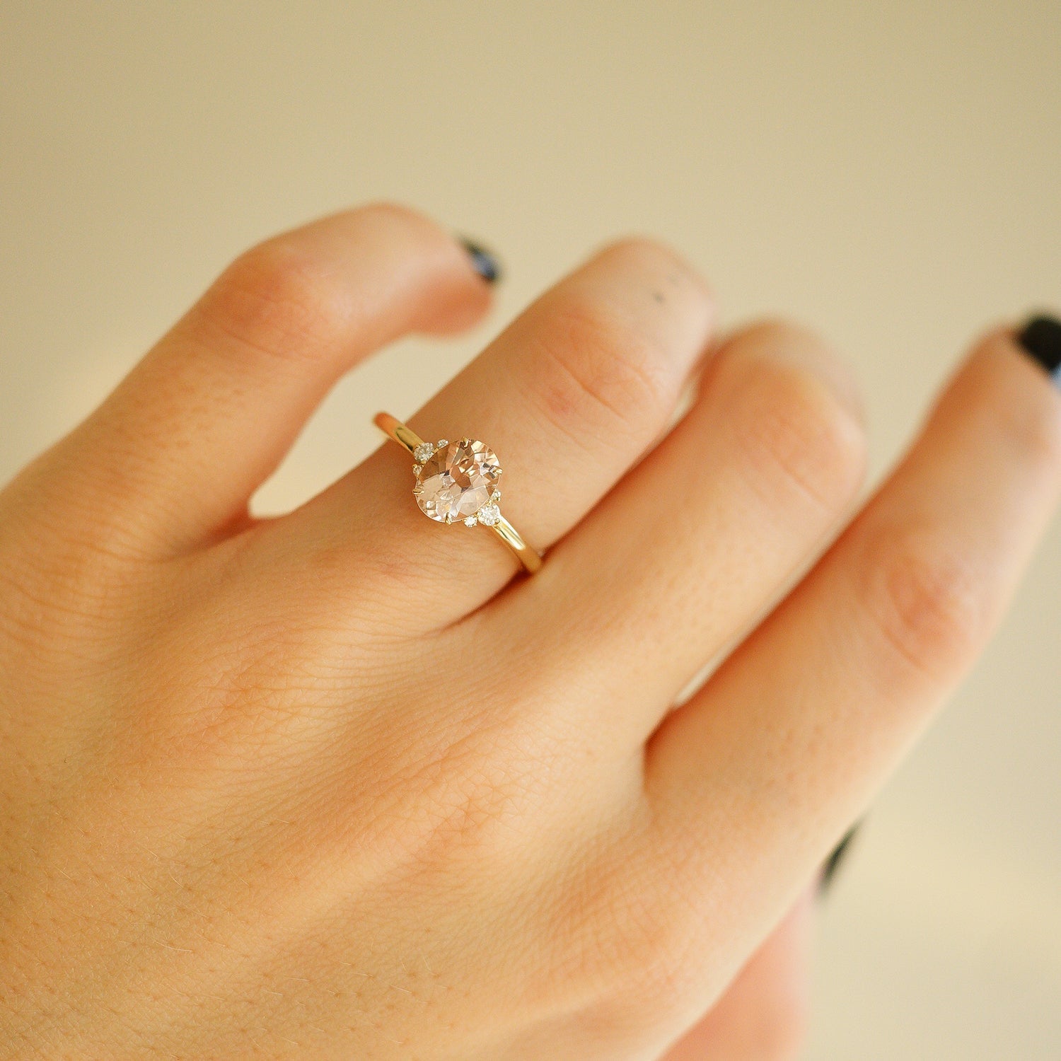 Rosy Camellia Natural Morganite Engagement Ring