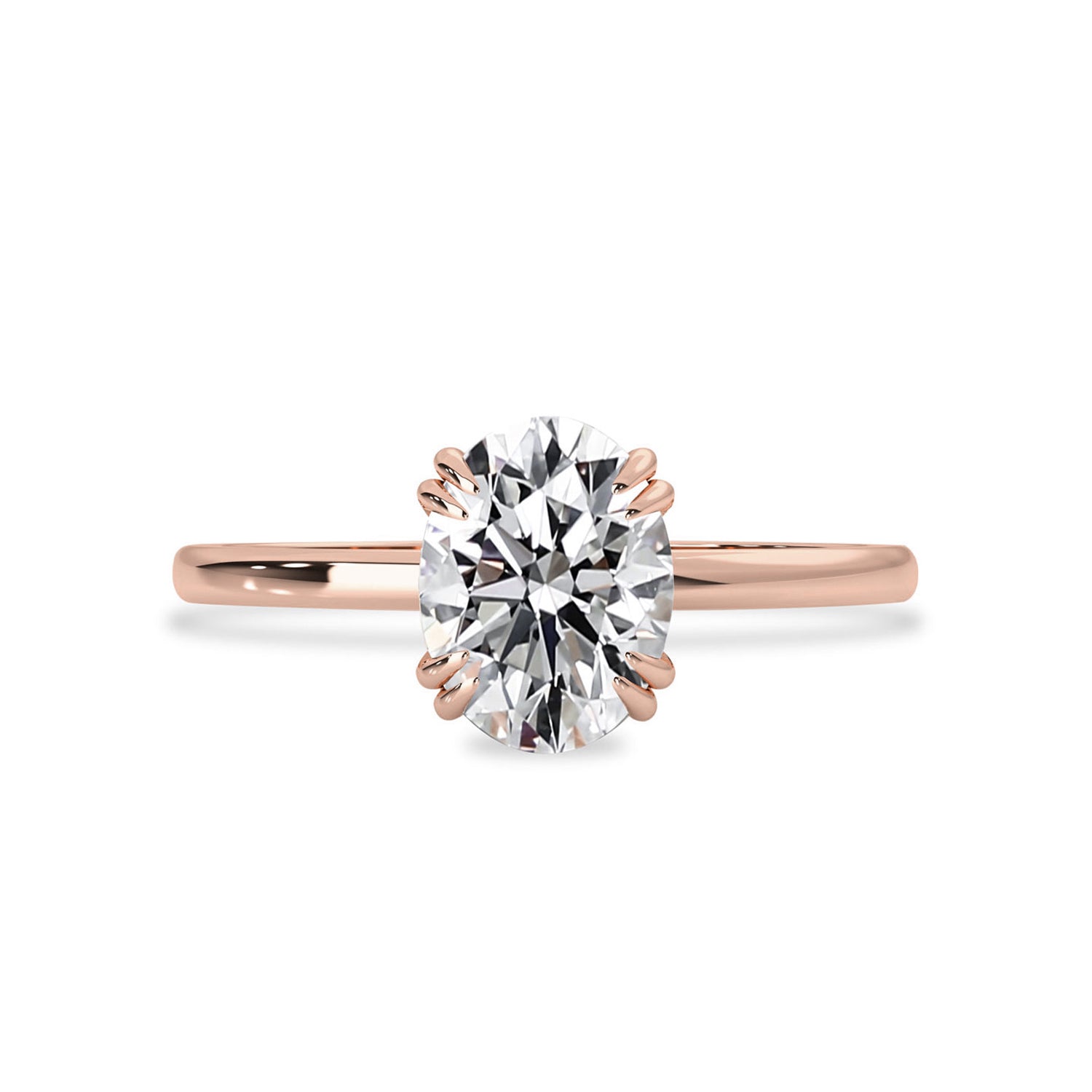 Mya Double Claw Solitaire Engagement Ring, Oval Brilliant Cut