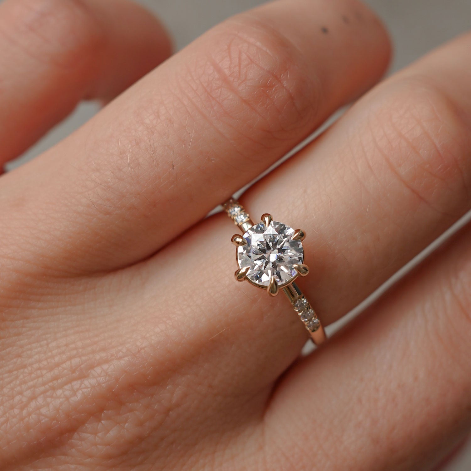 Eternal Dream Round Solitaire Engagement Ring, Round Brilliant With Pavé