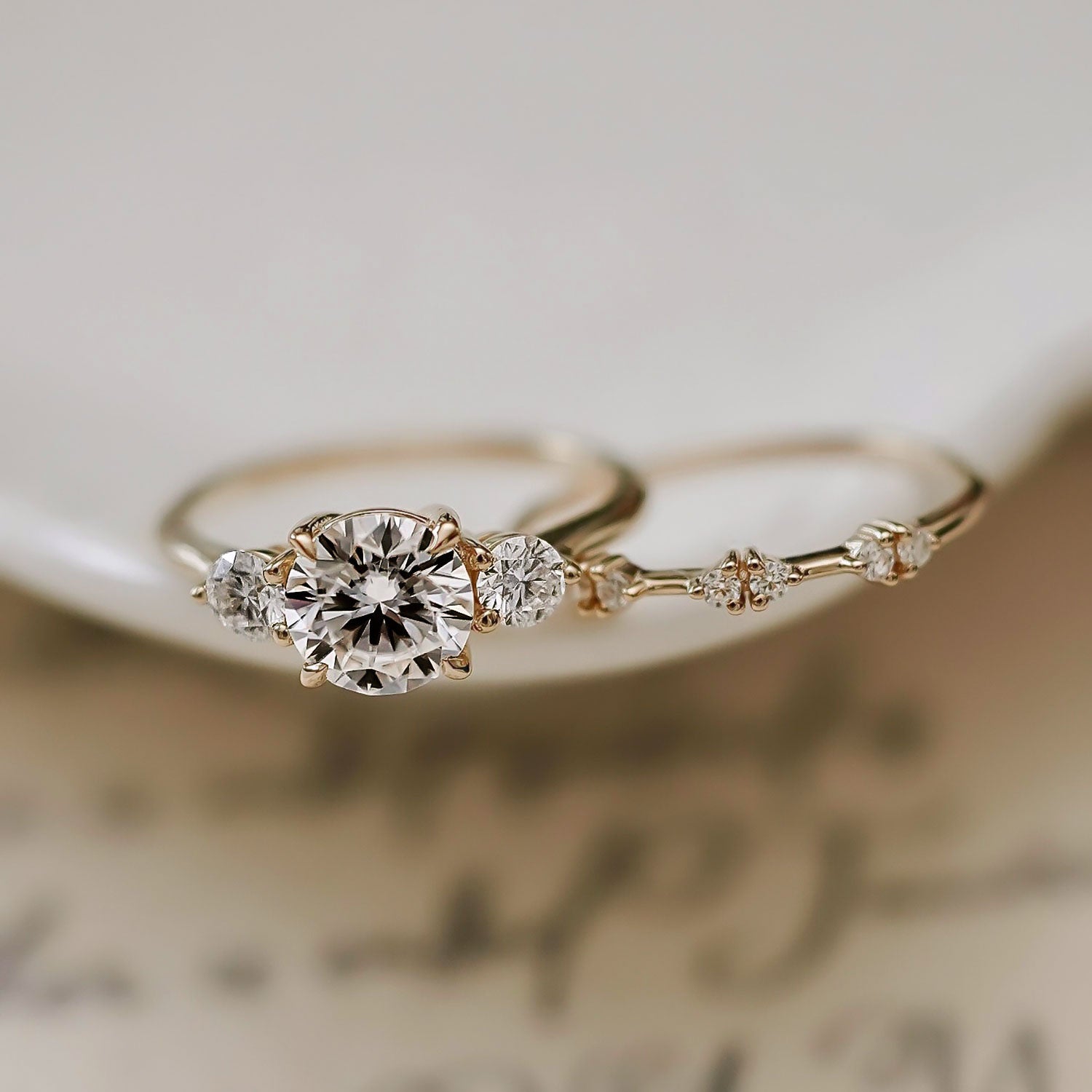 Twin Floating Star Half Eternity Ring