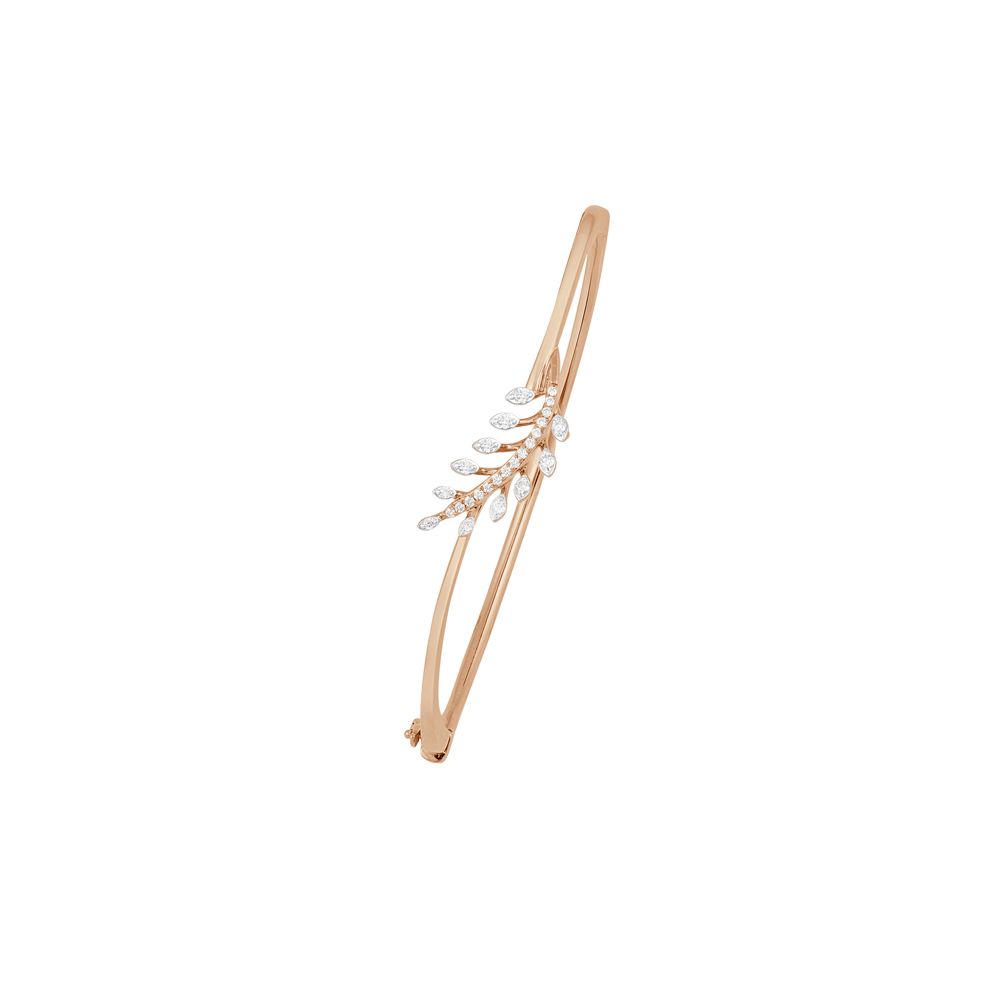 Rose Gold Diamond-Leaf Bangle