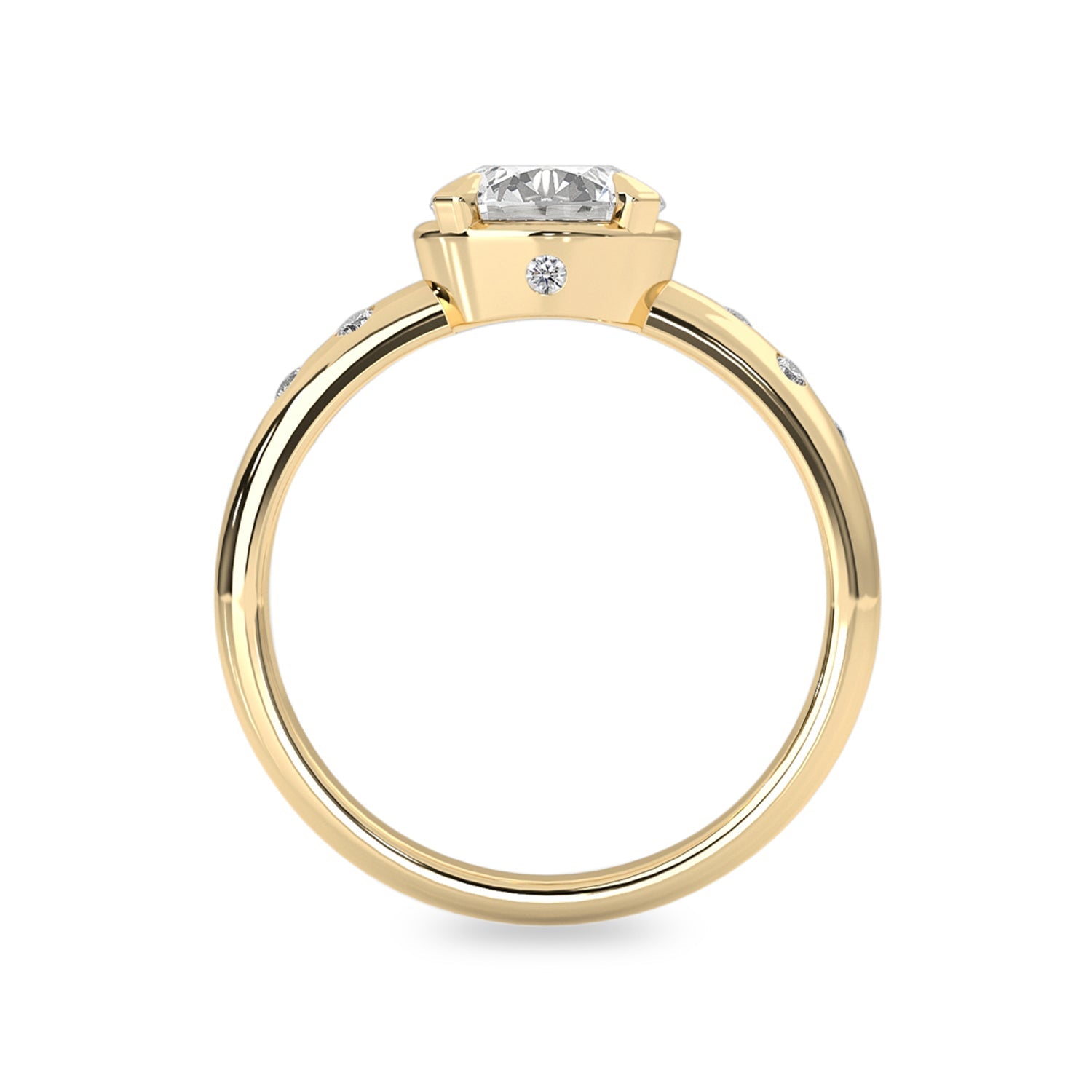 Serene Lagoon Round Retro Solitaire Engagement Ring, Flush Set