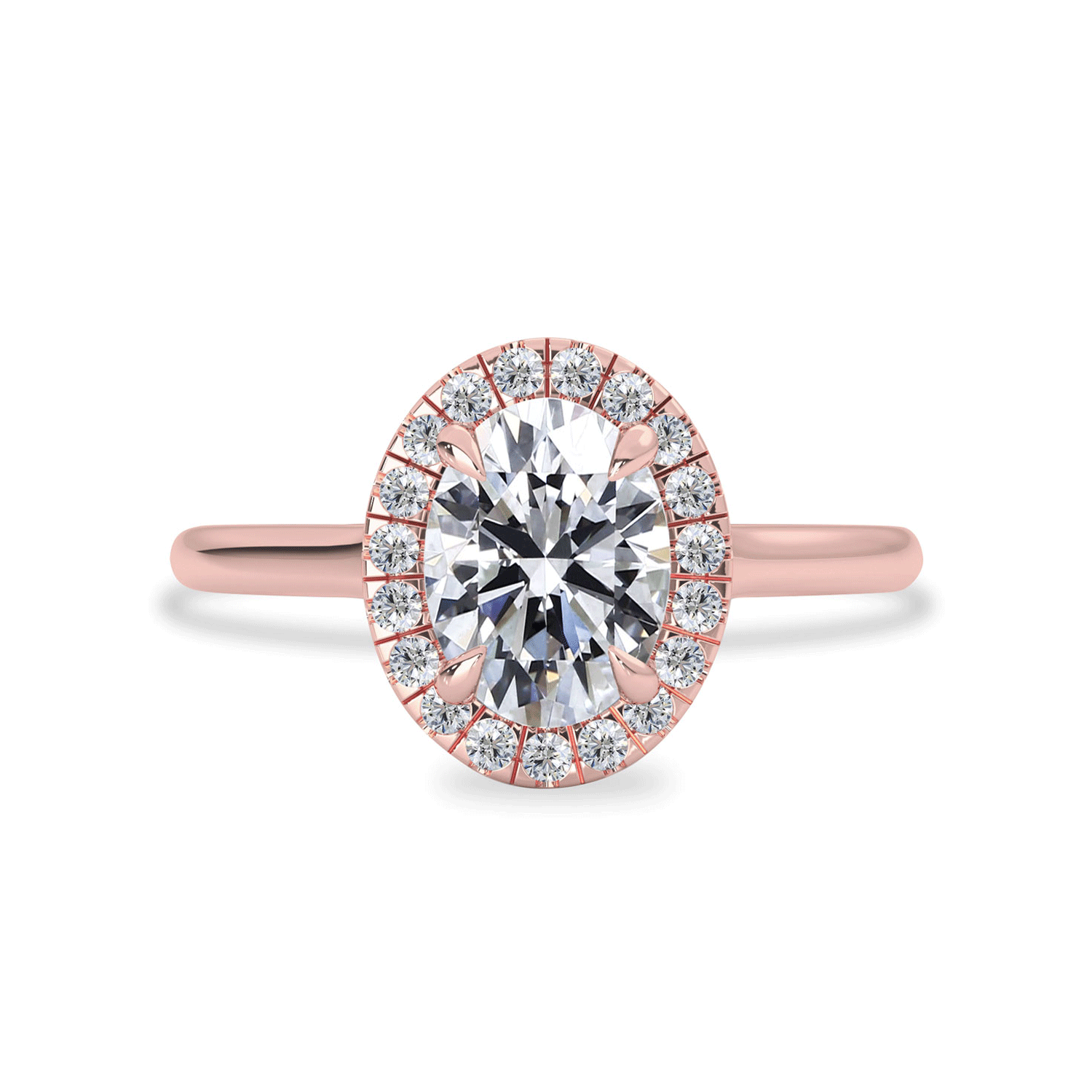 Stella Oval Forever Halo Engagement Ring, Moissanite/Lab Grown Diamond