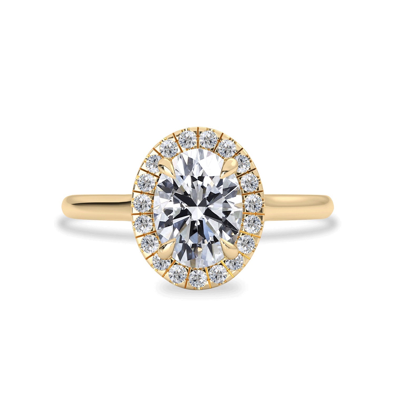 Stella Oval Forever Halo Engagement Ring, Moissanite/Lab Grown Diamond