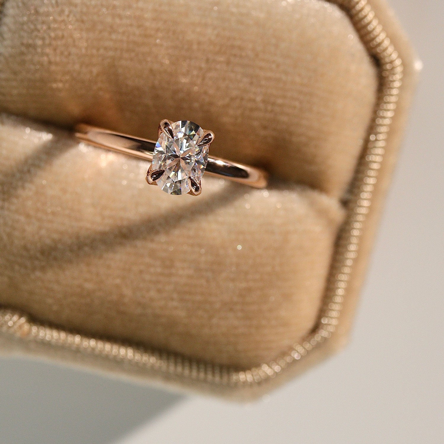 Oval Purity Petal Solitaire Engagement Ring, Lab Grown Diamond