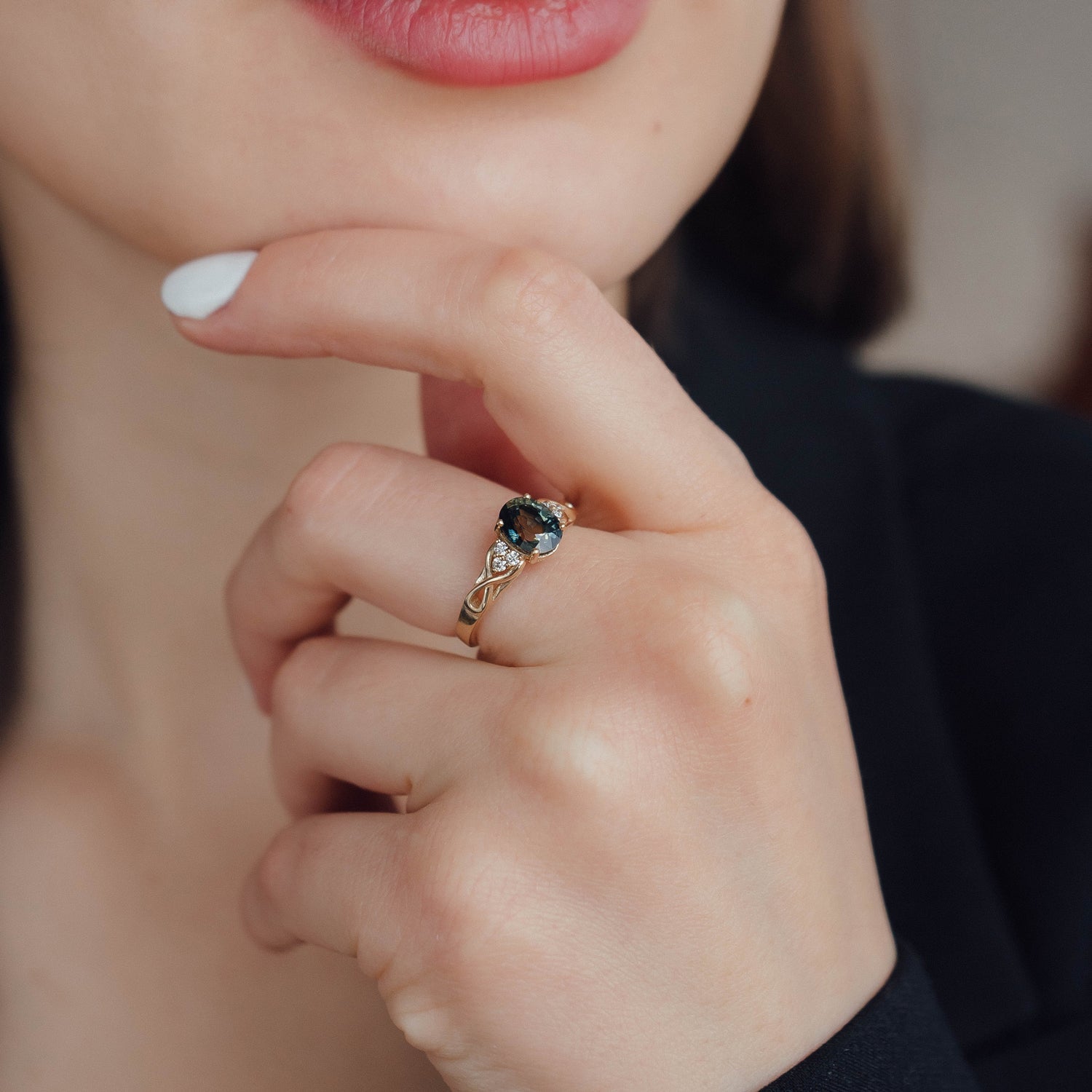 The Serene Swan Engagement Ring No.2, Sapphire & Diamond