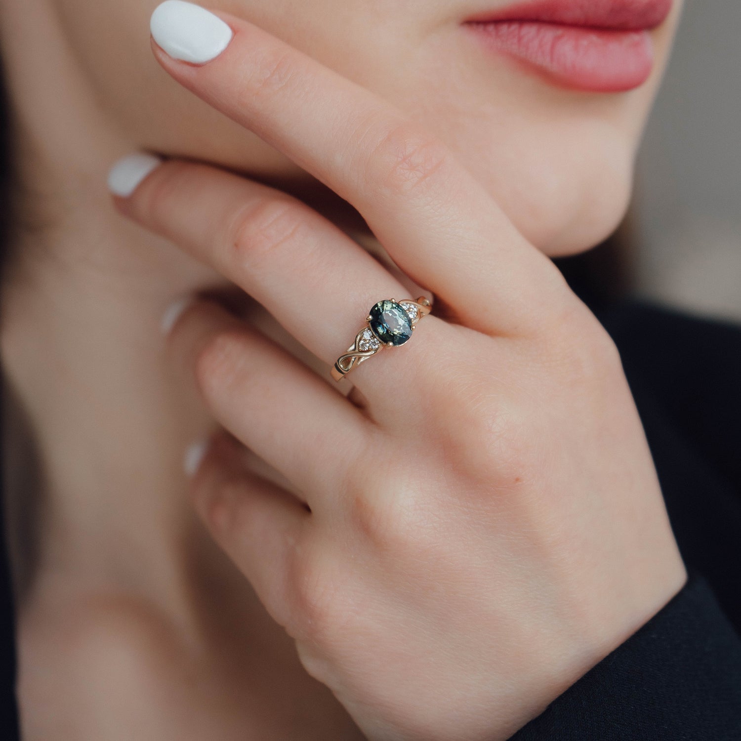 The Serene Swan Engagement Ring No.2, Sapphire & Diamond