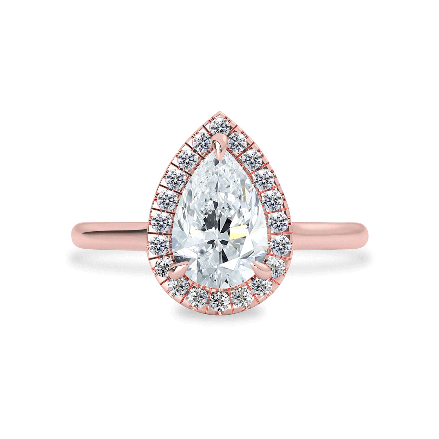 Paula Pear Forever Halo Engagement Ring, Moissanite/Lab Grown Diamond