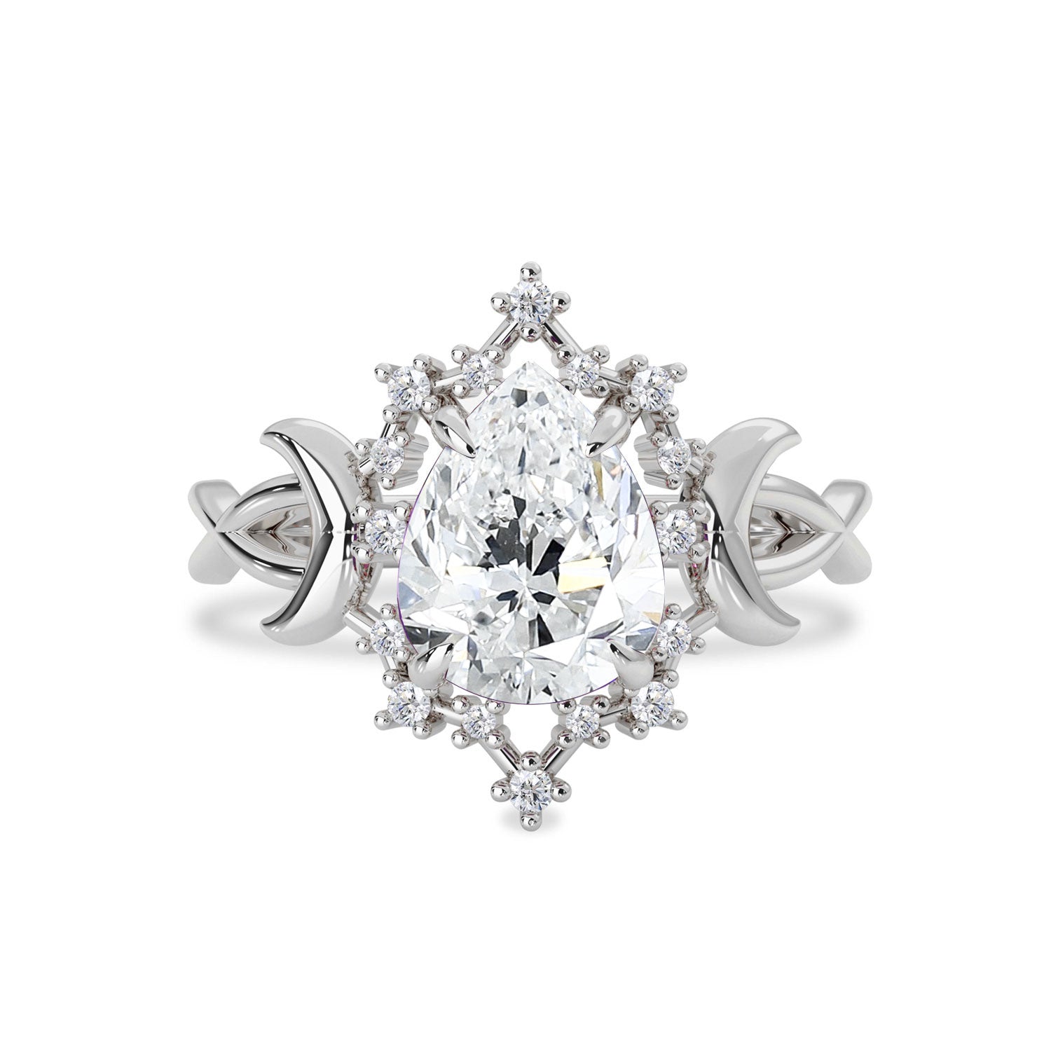 Alice Star & Moon Magic Engagement Ring, Pear Cut