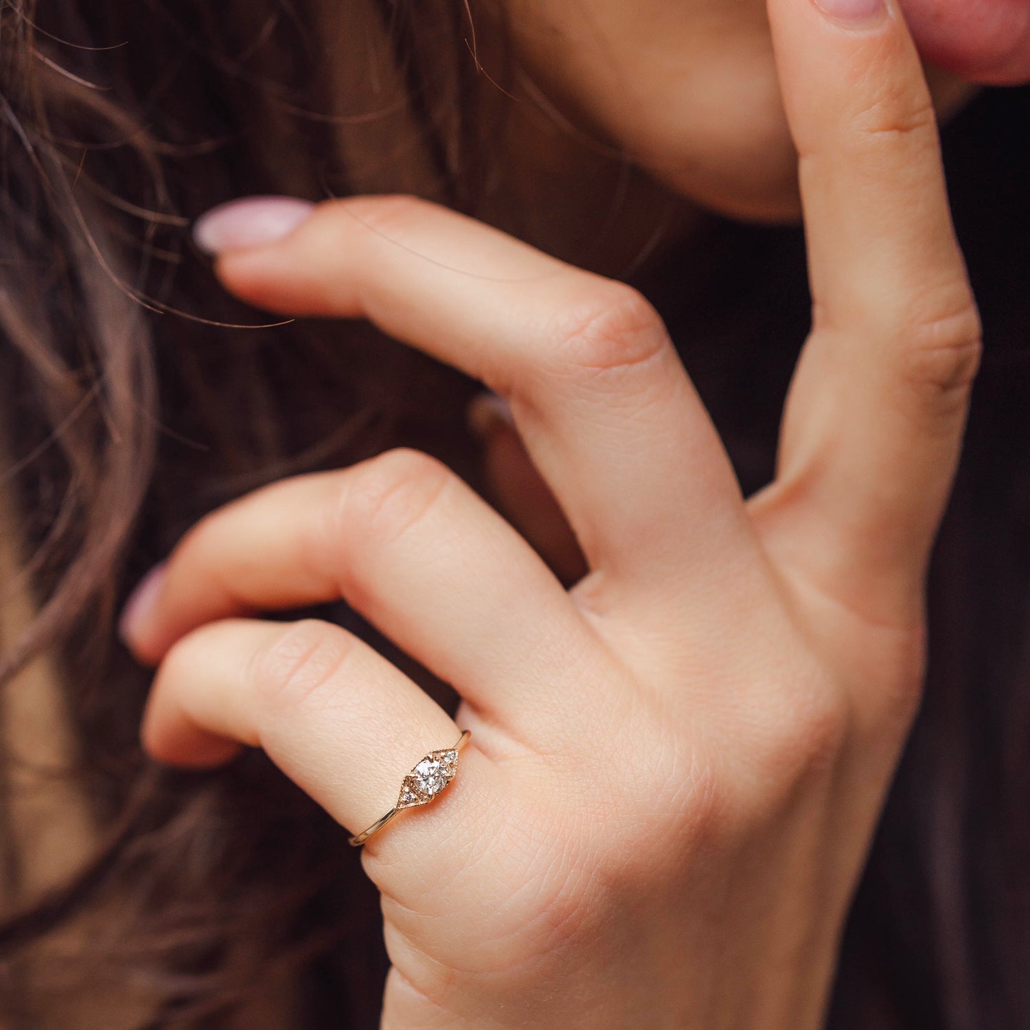 Princess Merida Ring, Salt & Pepper Diamond