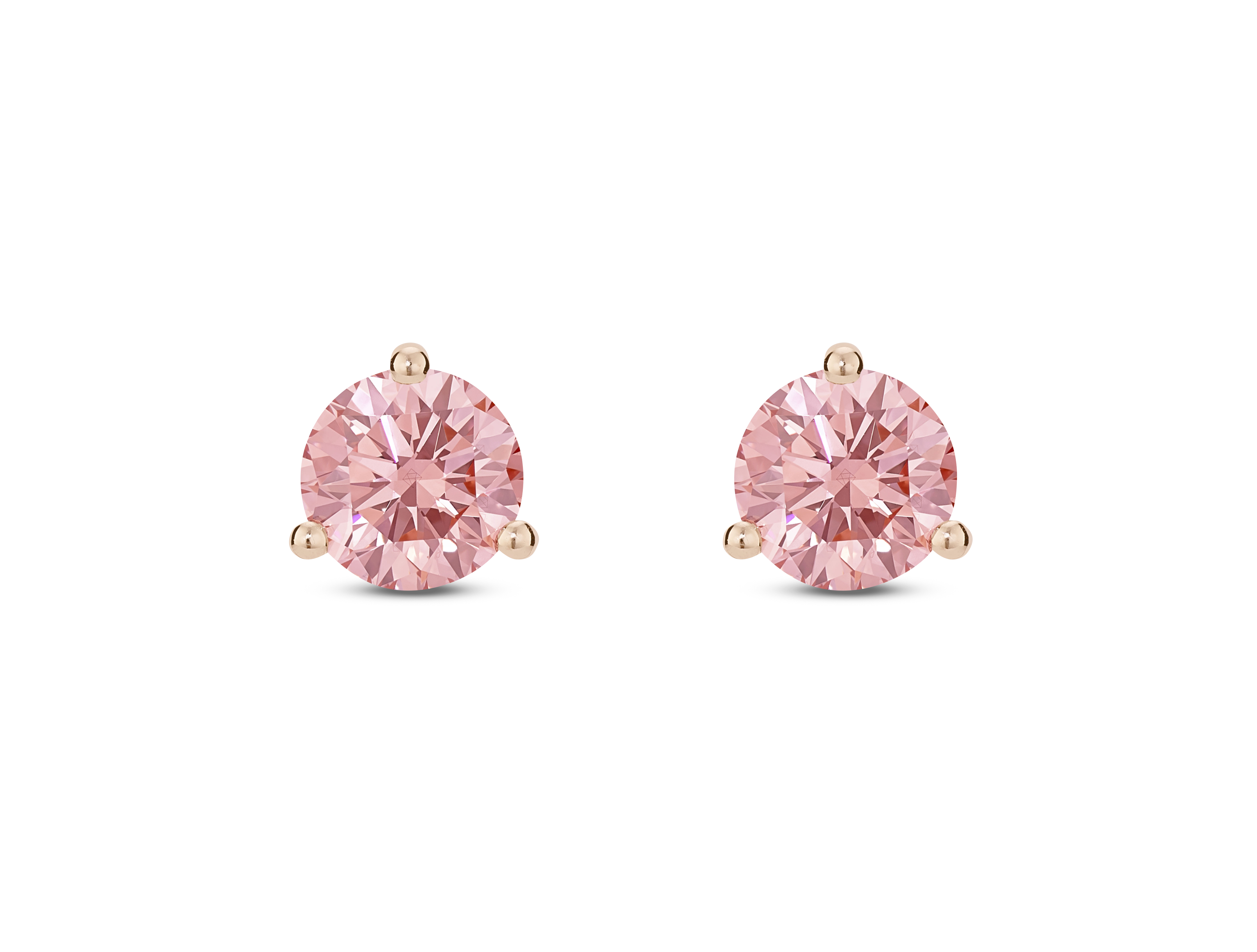 Lab-Grown Diamond 1½ct. tw. Round Brilliant Solitaire 14k Gold Studs | Pink