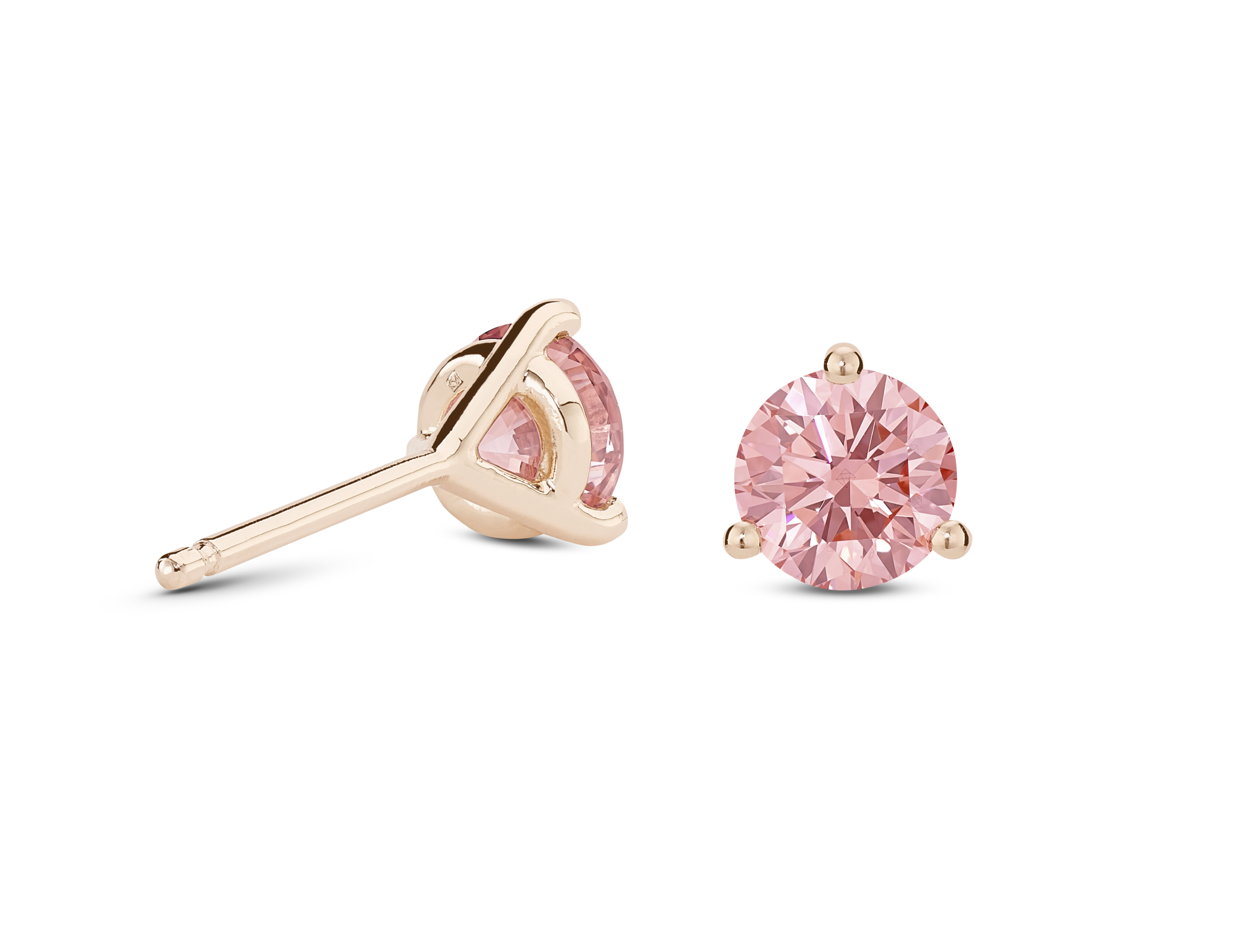 Lab-Grown Diamond 1½ct. tw. Round Brilliant Solitaire 14k Gold Studs | Pink