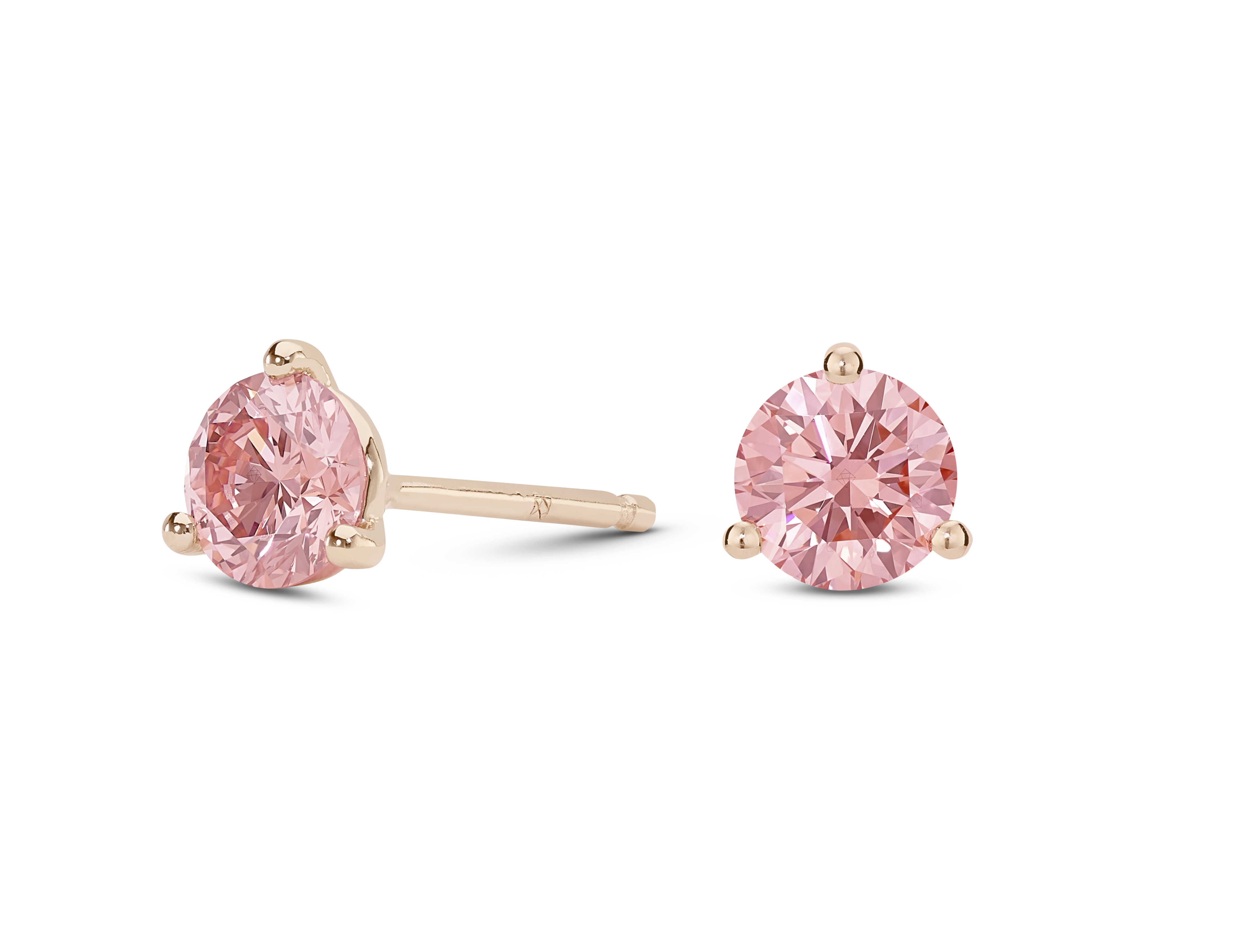 Lab-Grown Diamond 1½ct. tw. Round Brilliant Solitaire 14k Gold Studs | Pink