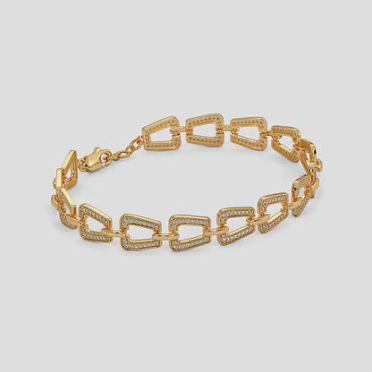 Gold Open-Link Diamond Bracelet