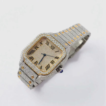 A Luxury Two-Tone Moissanite Diamond Watch – VVS1 Clarity, Iced Out 41MM Stainless Steel Automatic