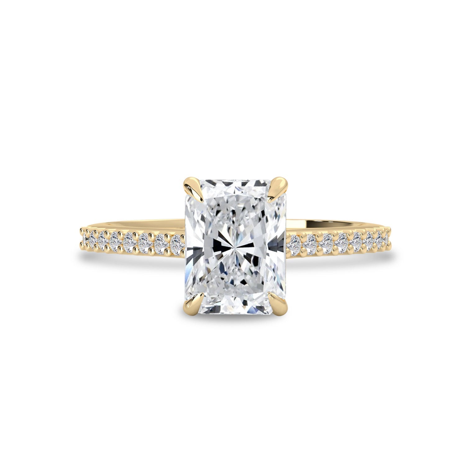 Delia Radiant Cut Cathedral Engagement Ring, Moissanite/Lab Grown Diamond