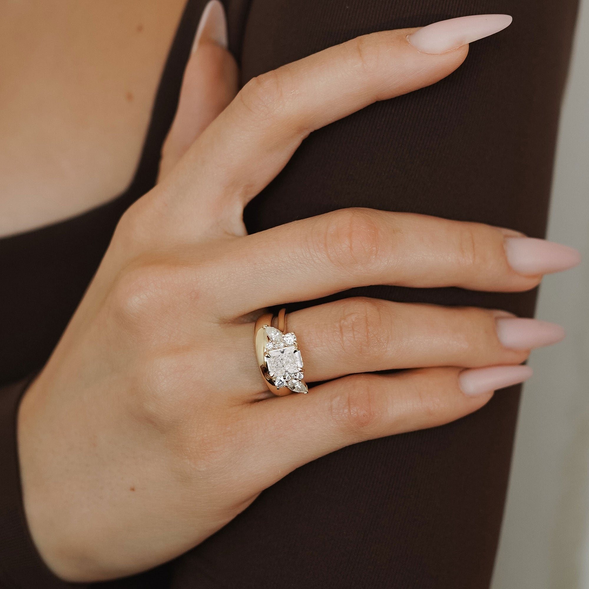 Meghan Radiant Cut Asymmetric Cluster Engagement Ring