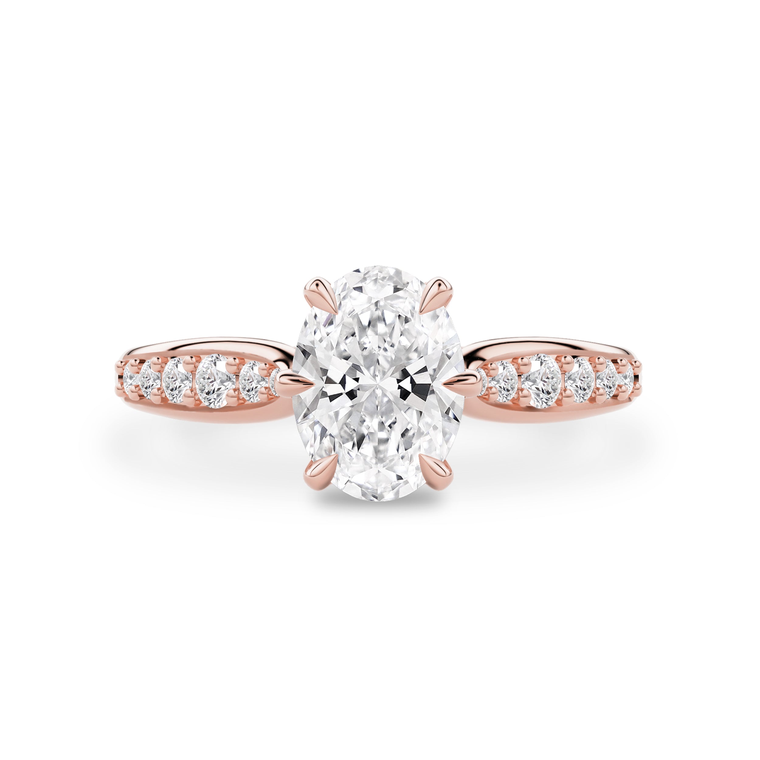 Cinderella Petal Cathedral Engagement Ring, Moissanite/Lab Diamond