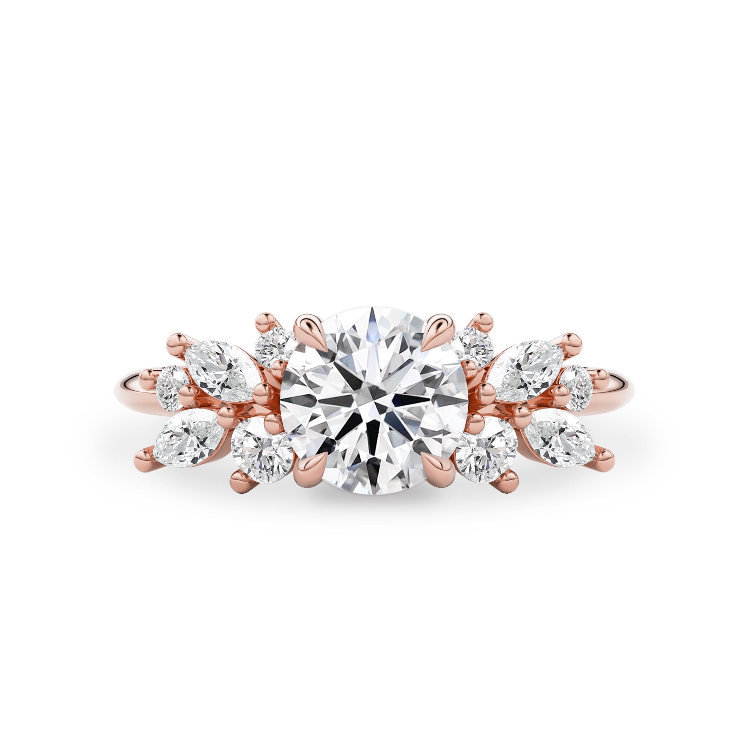 Round Anna's Dream Engagement Ring, Round Brilliant With Marquise