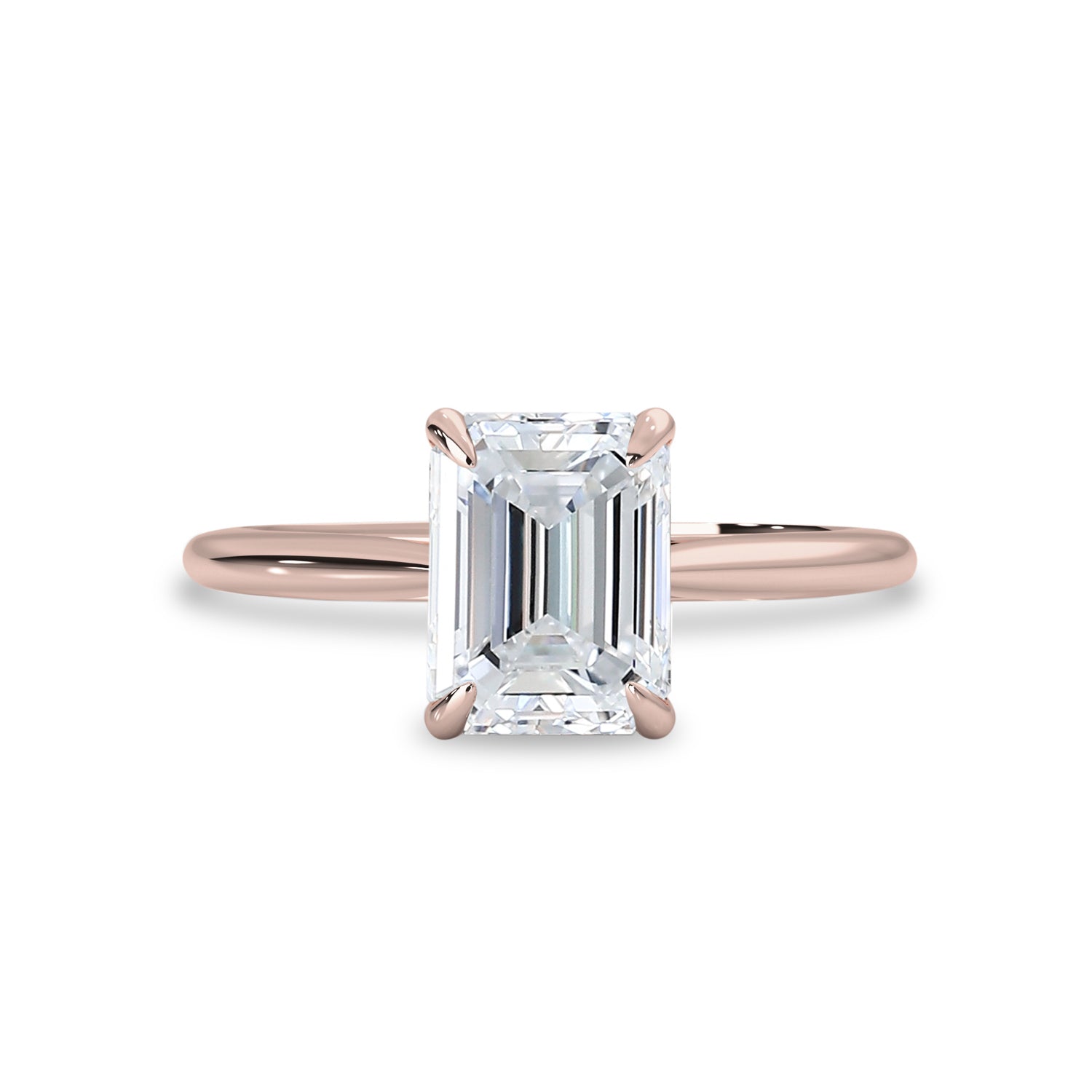 Vera Emerald Cut Solitaire Engagement Ring, Moissanite/Lab Grown Diamond