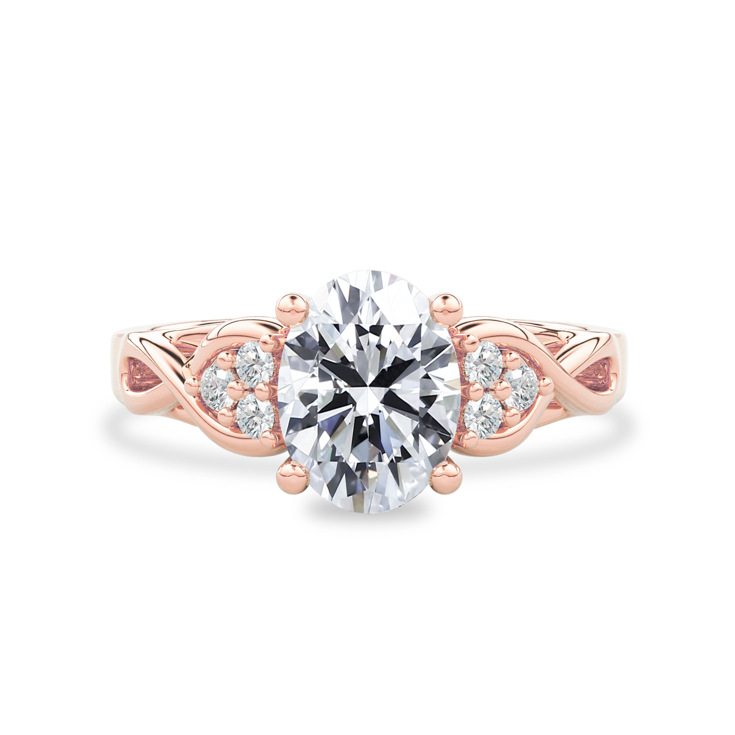 Serene Swan Oval Infinity Engagement Ring, Cathedral