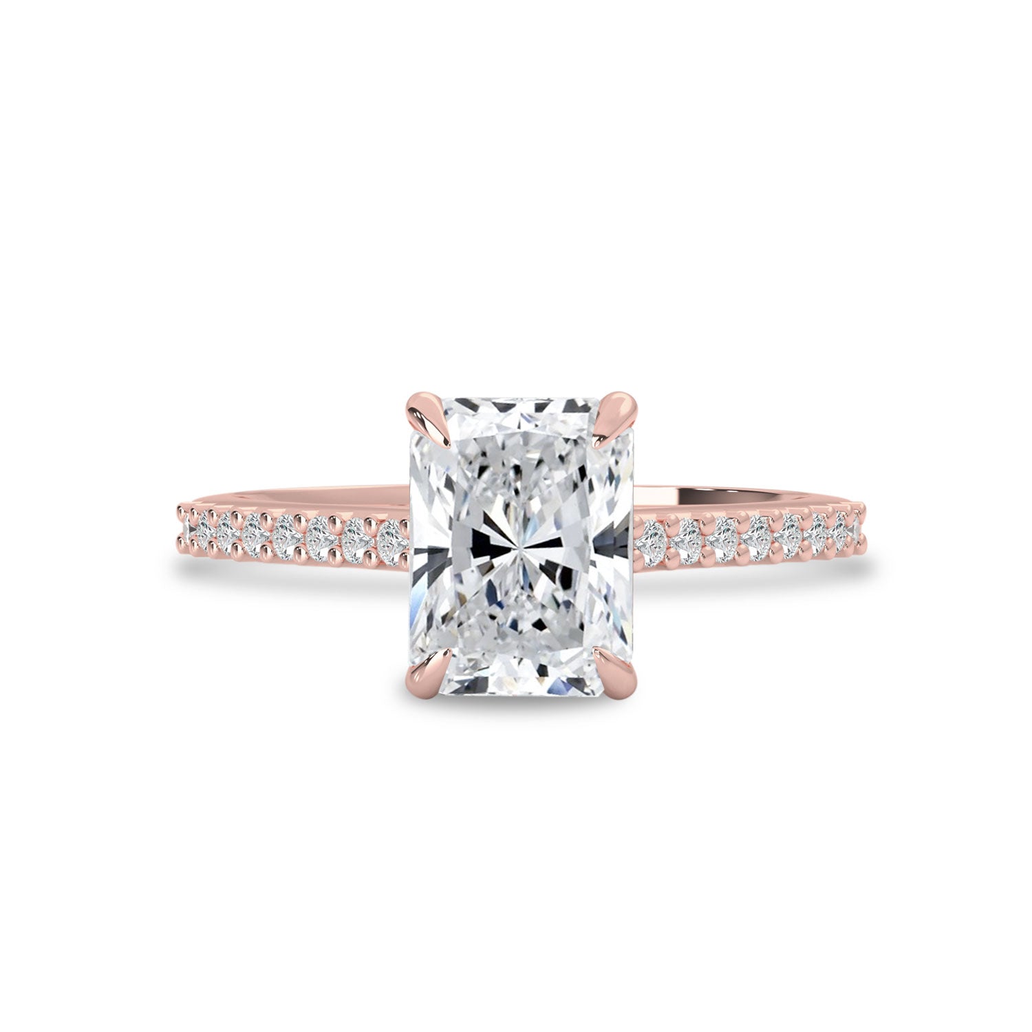 Delia Radiant Cut Cathedral Engagement Ring, Moissanite/Lab Grown Diamond