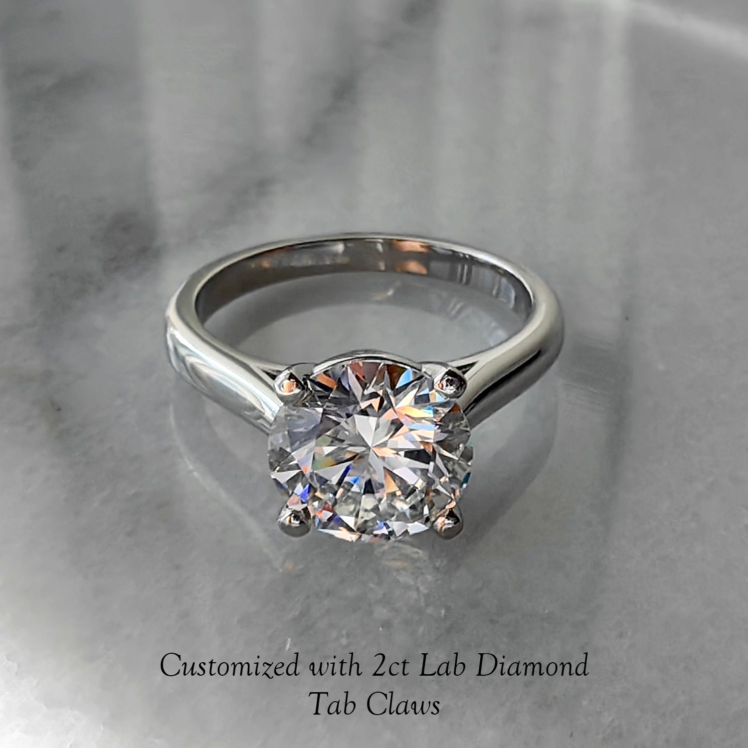 Claire Solitaire Cathedral Engagement Ring, Moissanite/Lab Grown Diamond