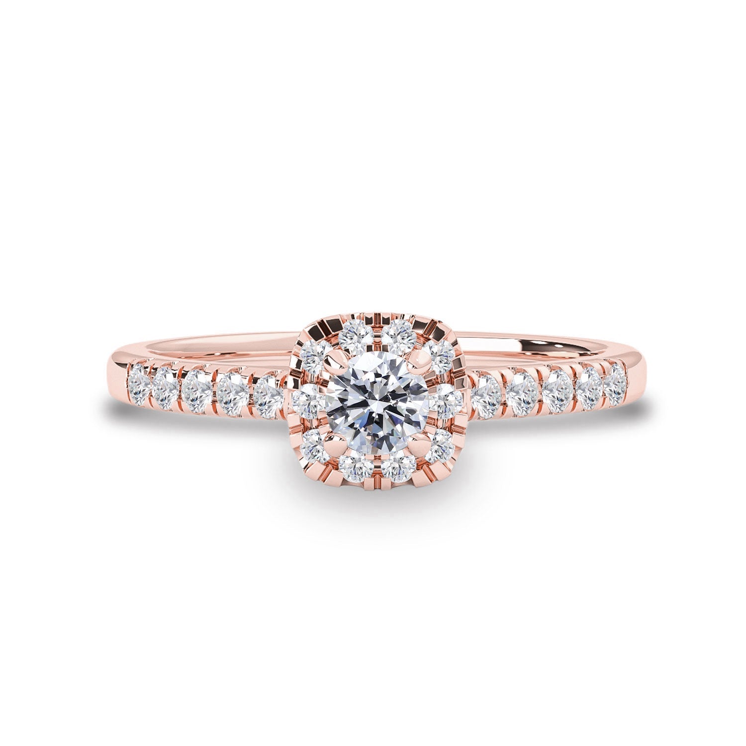 The Serene Vow Diamond Halo Engagement Ring, Round Brilliant