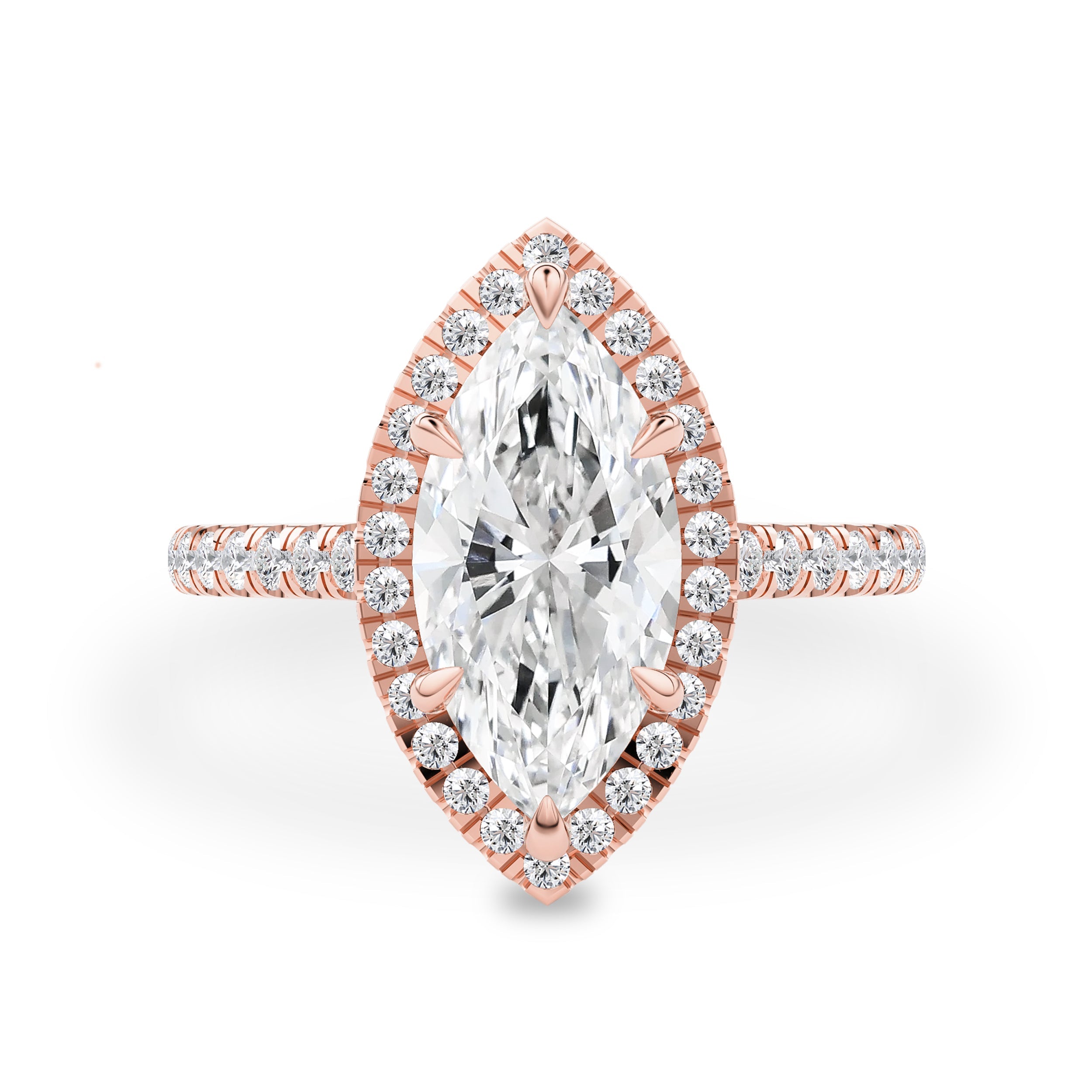 Stefania Marquise Halo Engagement Ring, Hidden V Pave?