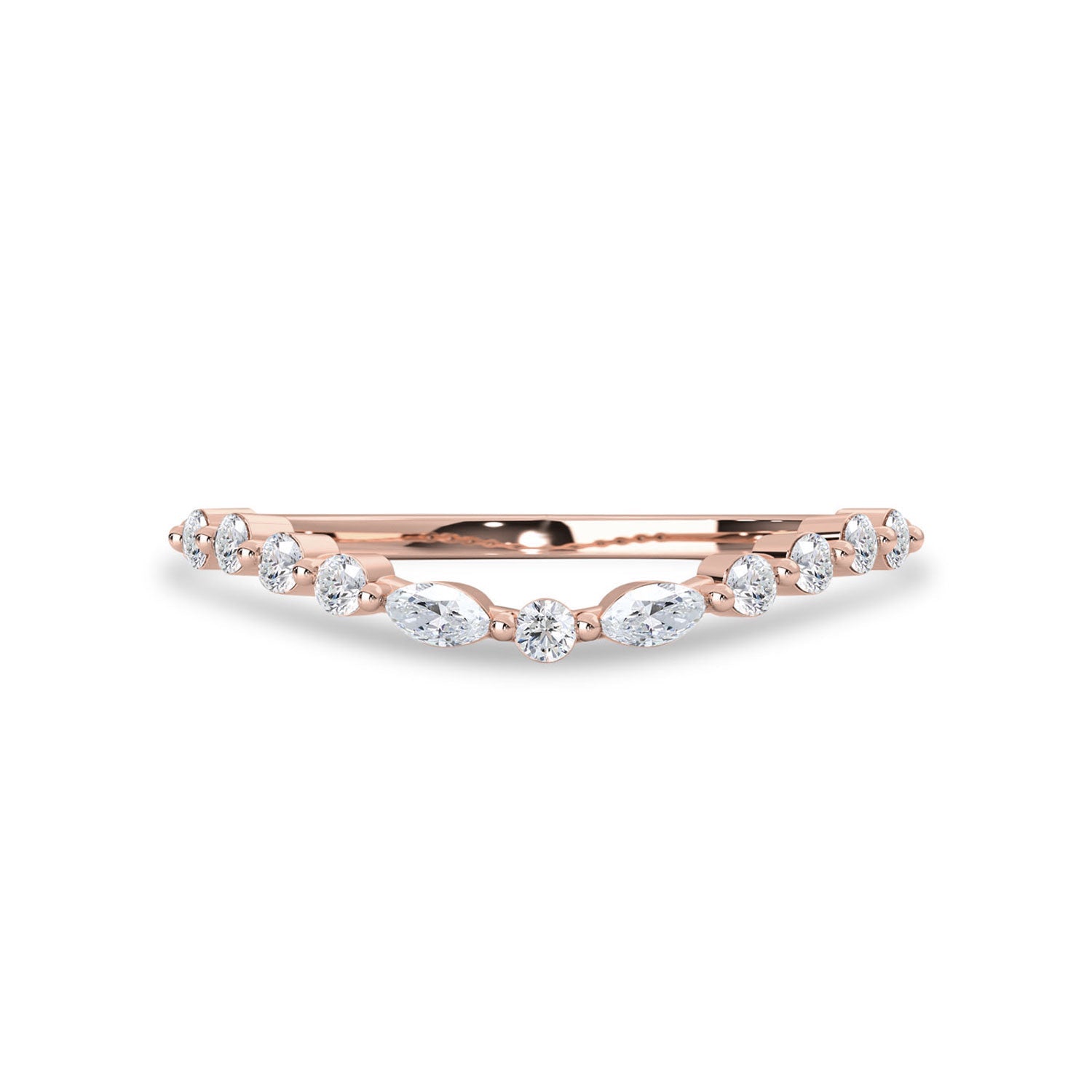 FlexFives Jewels Signature Curved Marquise Round Half Eternity Ring