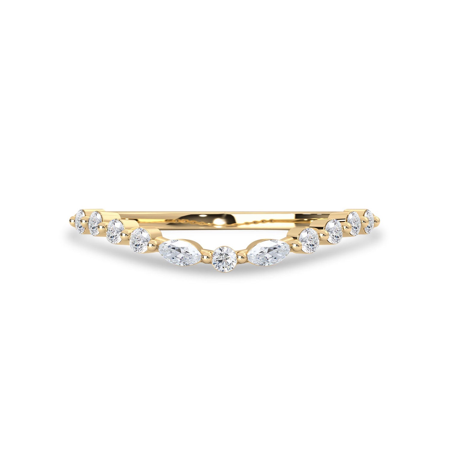 FlexFives Jewels Signature Curved Marquise Round Half Eternity Ring