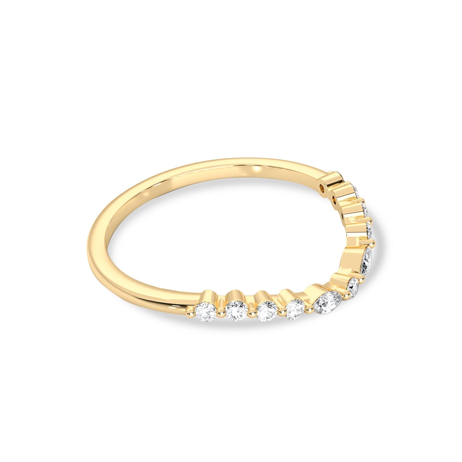 FlexFives Jewels Signature Curved Marquise Round Half Eternity Ring