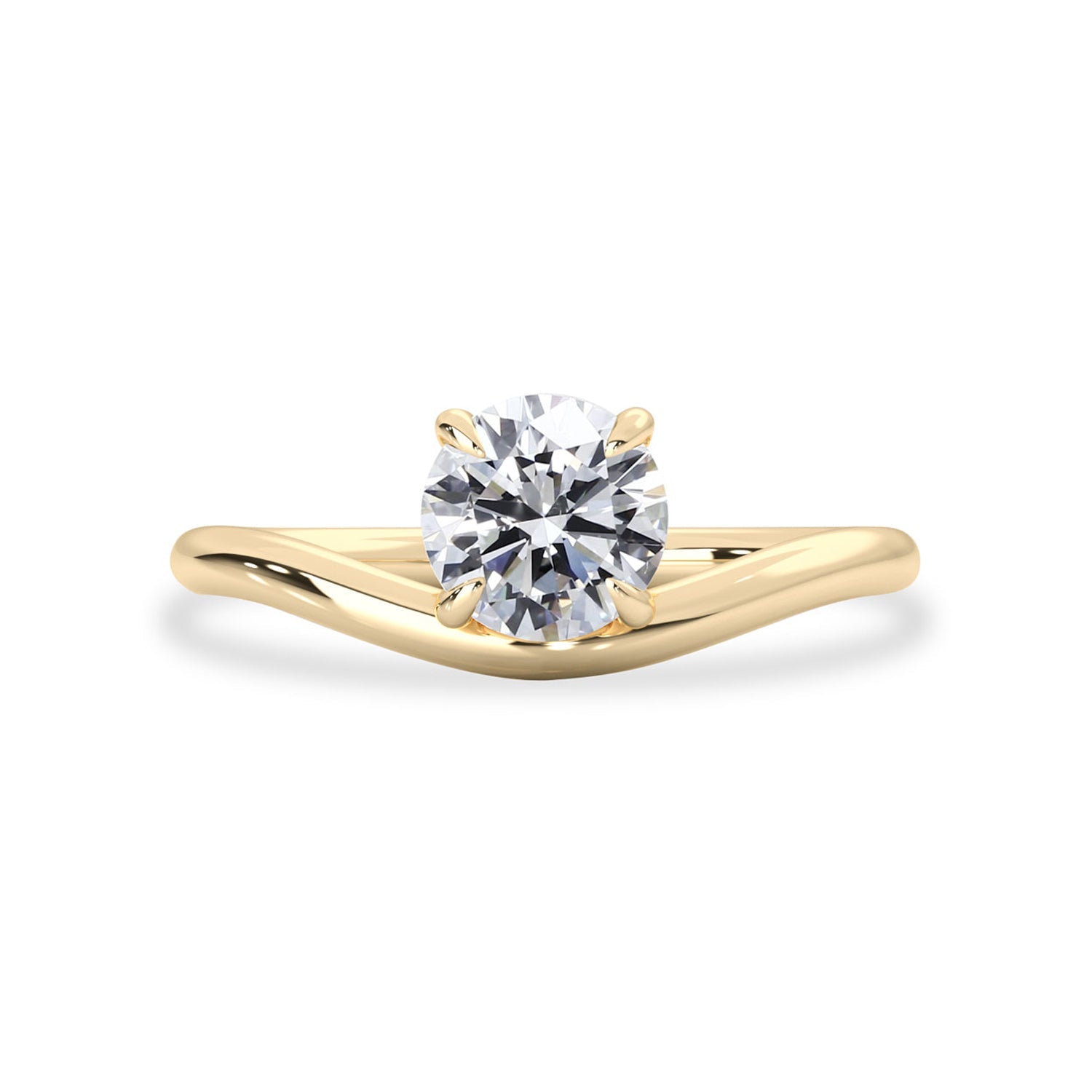 Orla Round Curved Band Solitaire Engagement Ring, Moissanite/Lab Grown Diamond