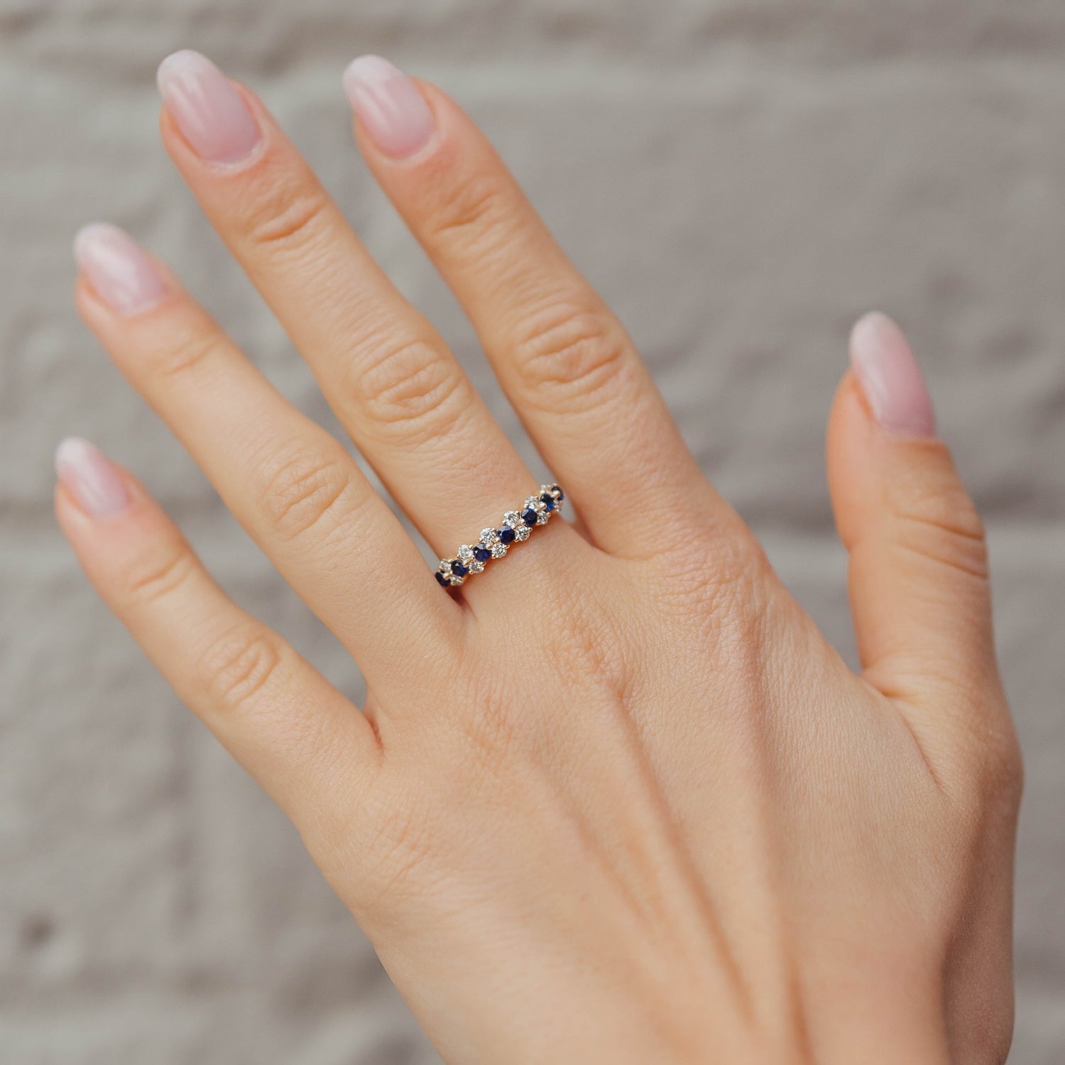 Sapphire Hemera Eternity Ring, Natural Sapphire & Diamond