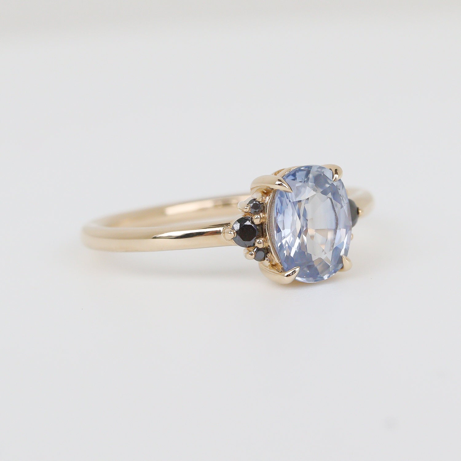 Banff Oval Solitaire Engagement Ring, Blue Sapphire & Black Diamond