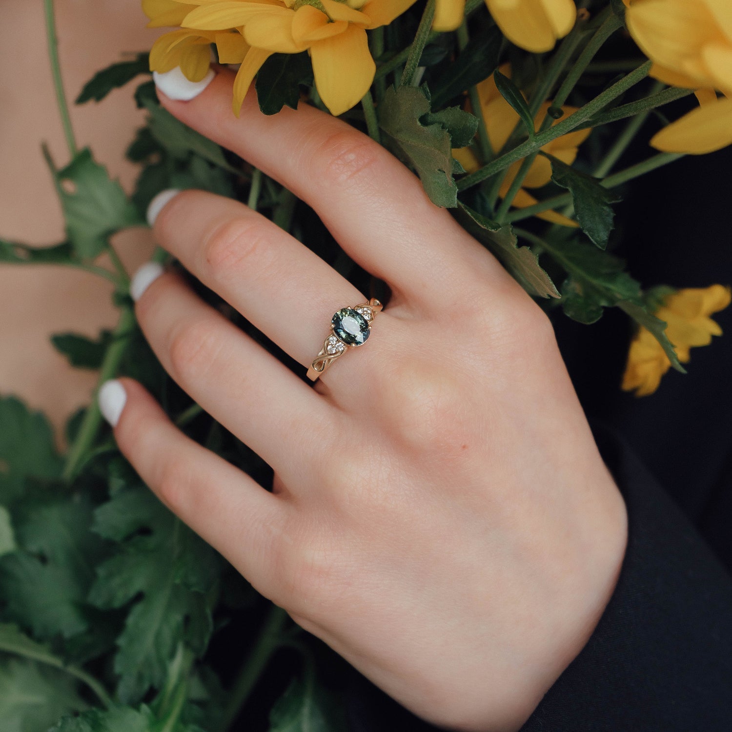 The Serene Swan Engagement Ring No.2, Sapphire & Diamond