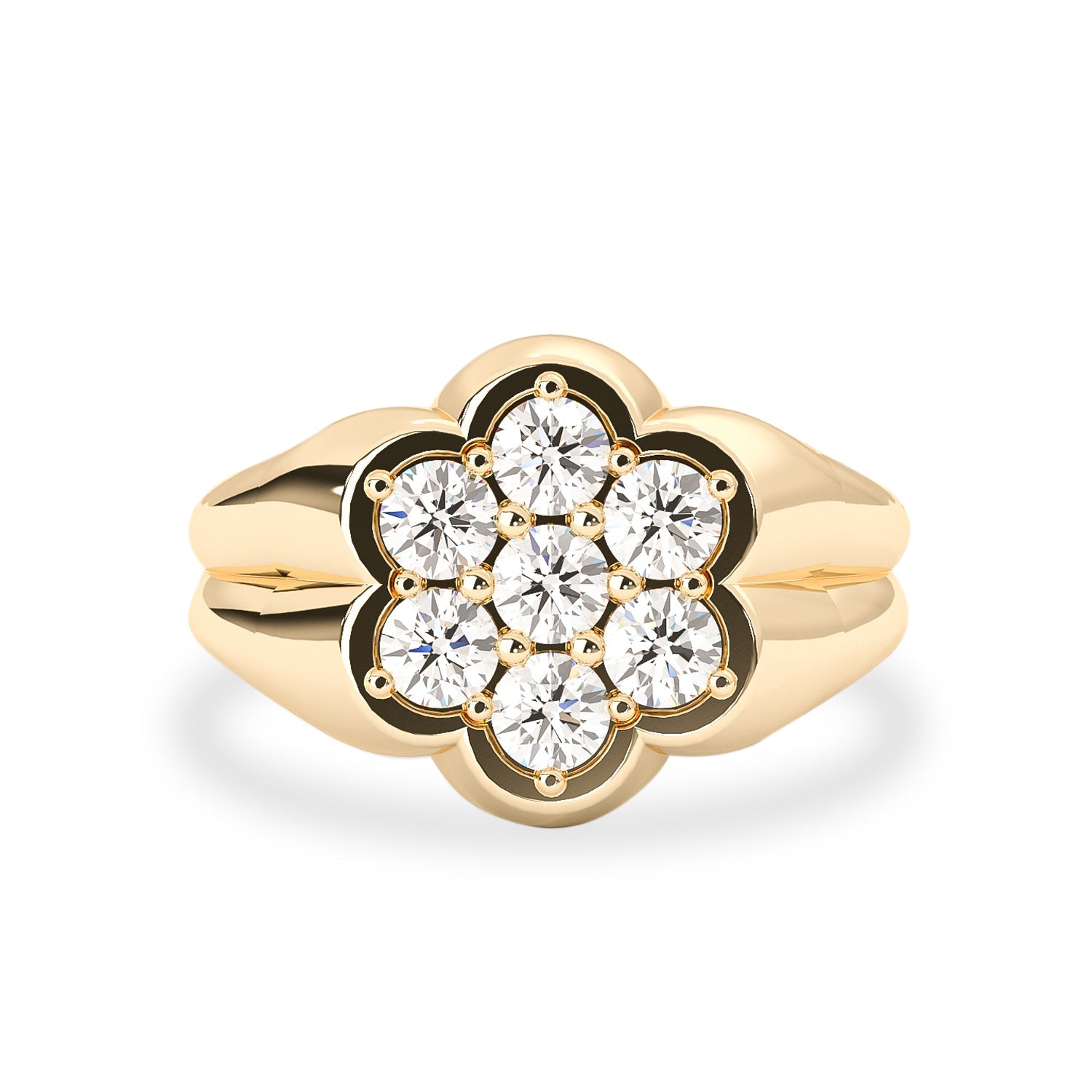 The Floral White Sapphire Signet Ring