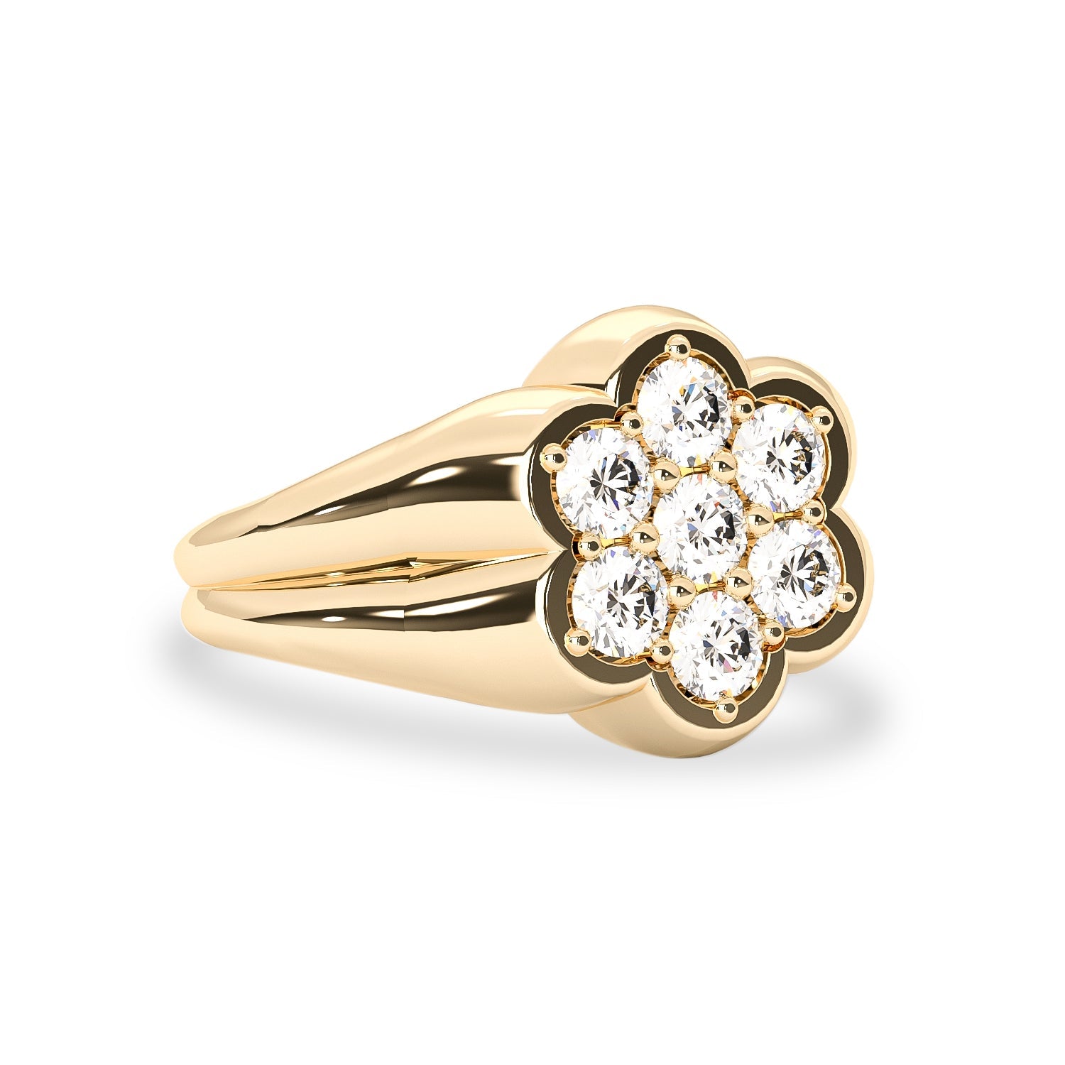 The Floral White Sapphire Signet Ring