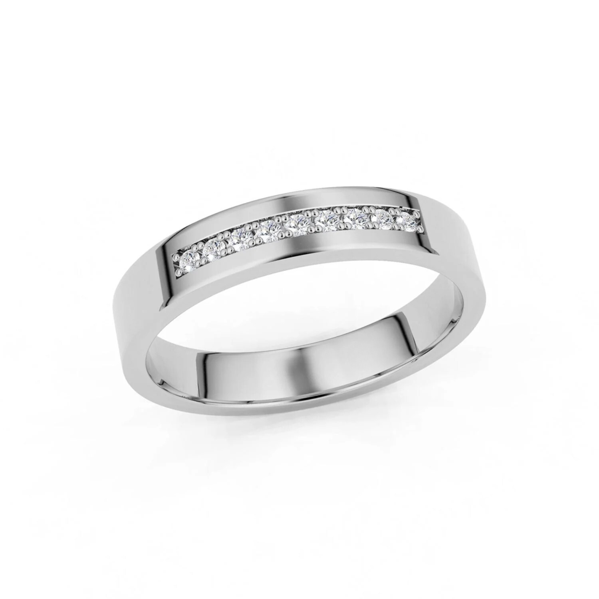 4mm Pavé Set Forever Wedding Band, 14k Gold