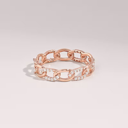 Diamond Chain Rings for Women 14K Gold Eternity Band