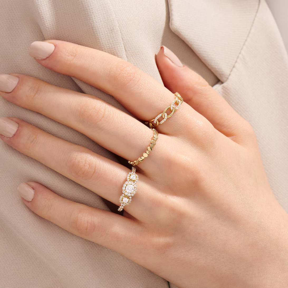 Diamond Chain Rings for Women 14K Gold Eternity Band