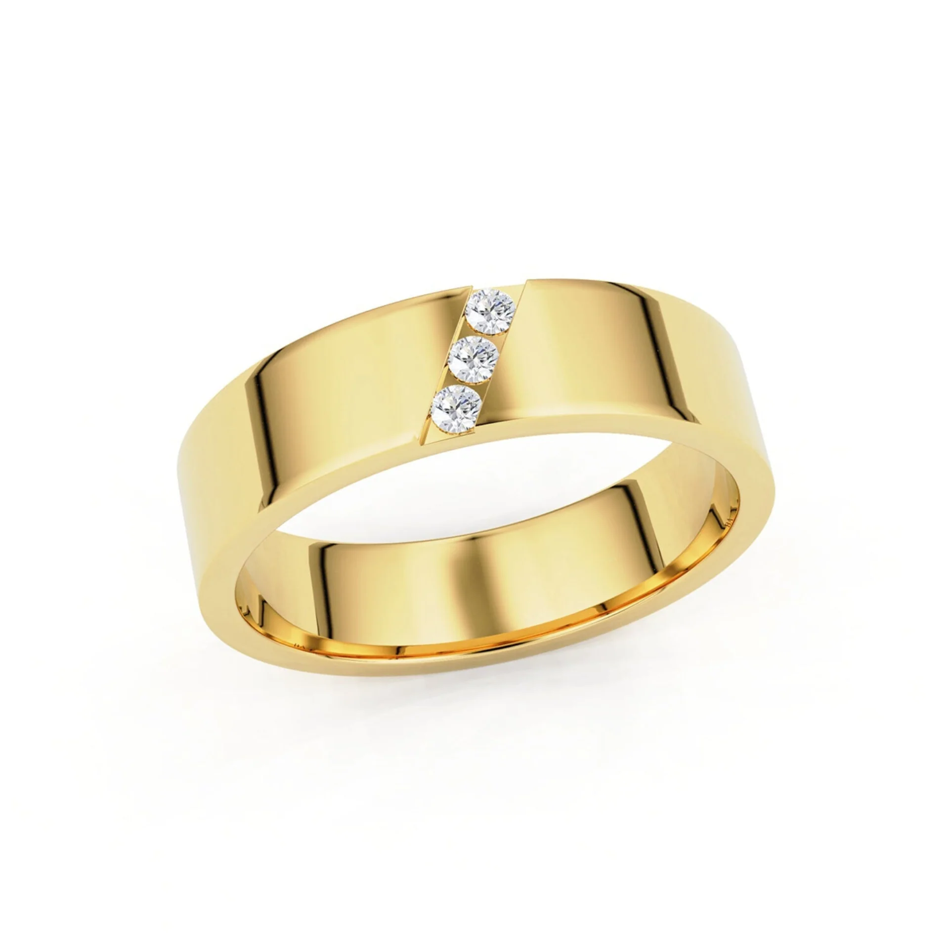 5.5mm Diagonal Line Channel Set Forever Wedding Band, 14k Gold