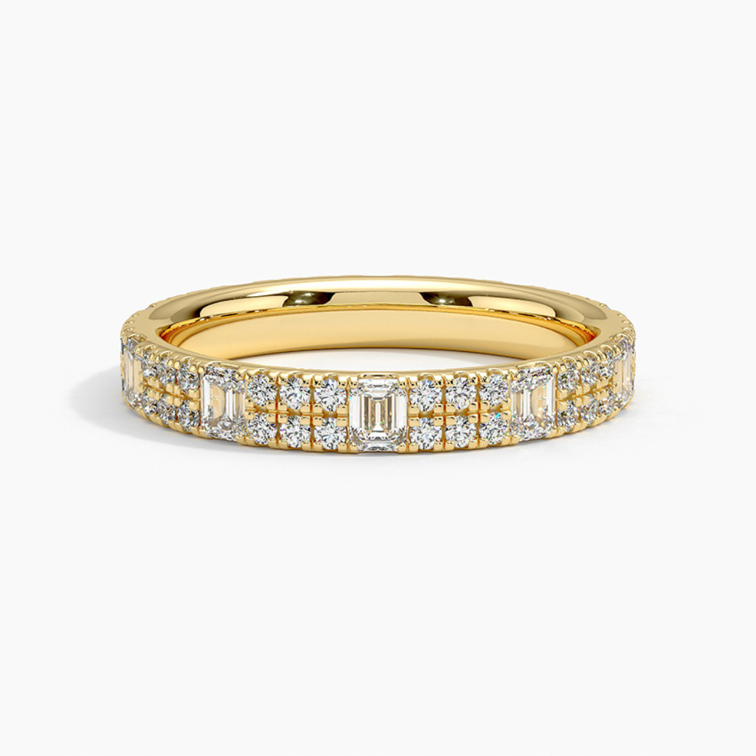 Emerald-Cut and Round Lab Diamond Modern Band