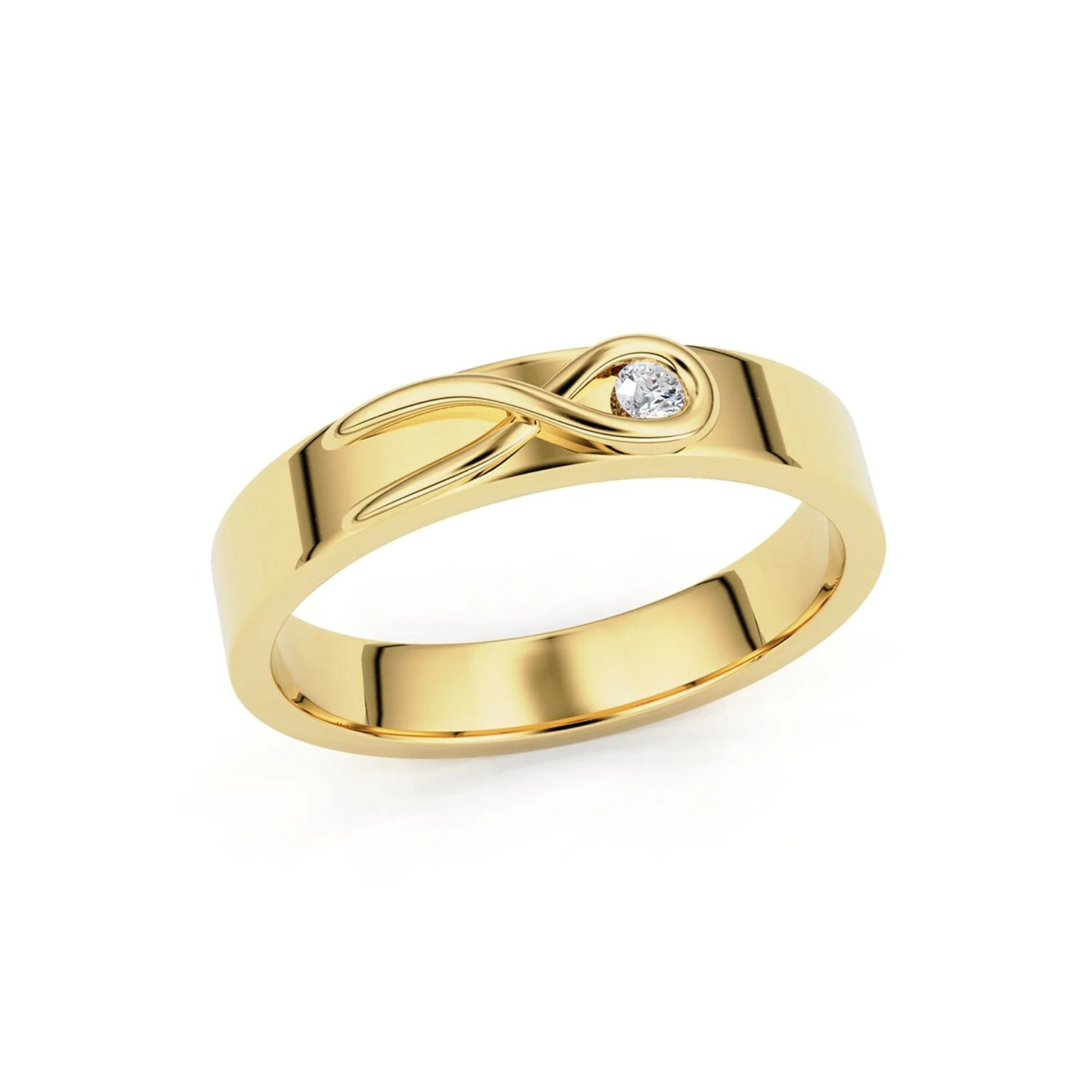 4mm Infinity Half Bezel Set Forever Wedding Band, 14k Gold