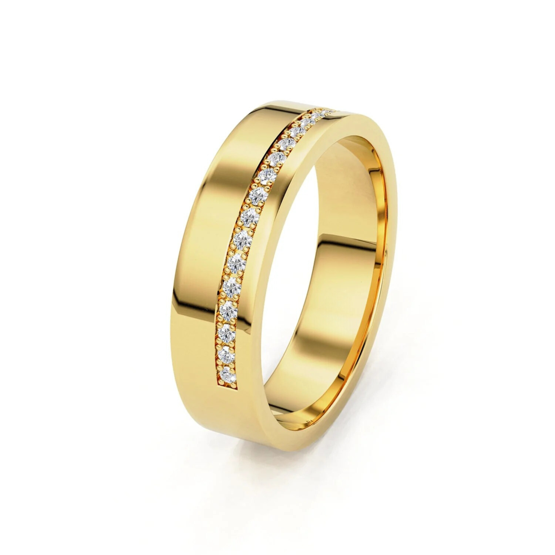 5.5mm Half Pavé Forever Wedding Band, 14k Gold