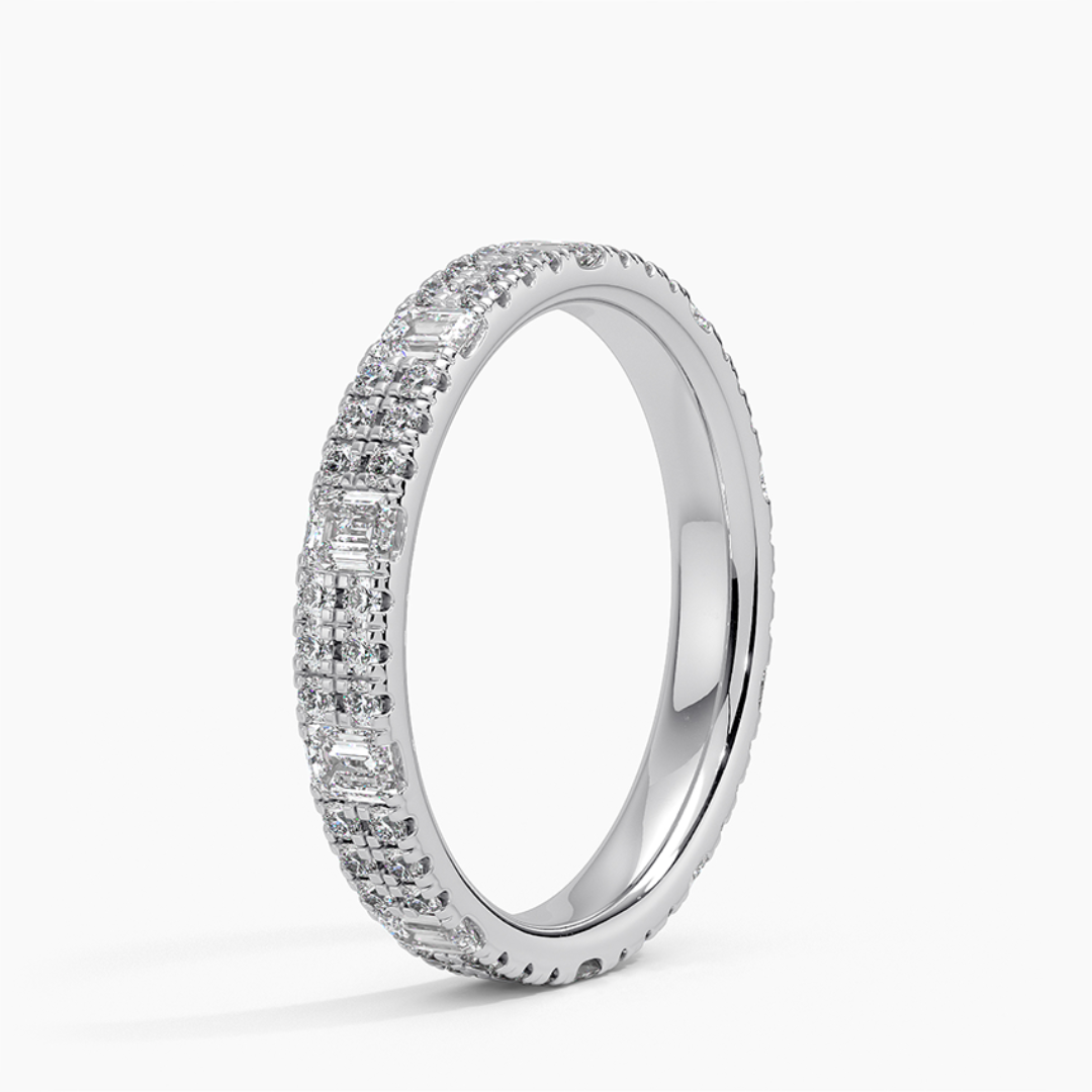 Emerald-Cut and Round Lab Diamond Modern Band